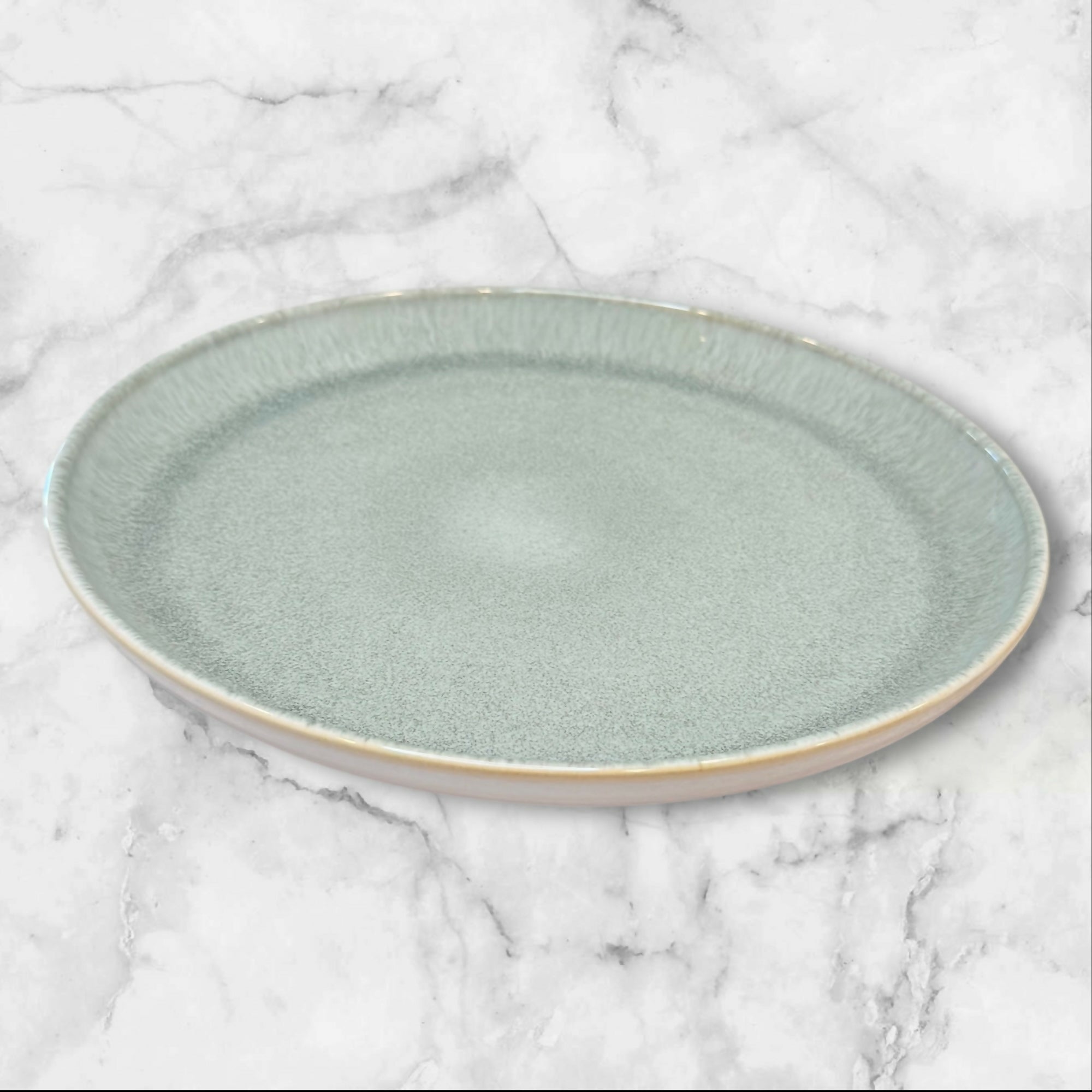 Pokini Handmade Stoneware Dinner Plates 10” Green | Set of 4 | EUC