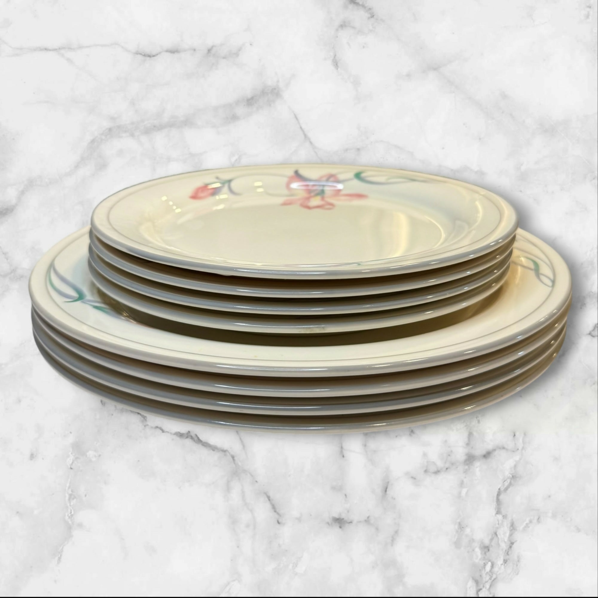Lenox Iris on Grey Dinner & Salad Plates Set of 8 | Excellent Condition