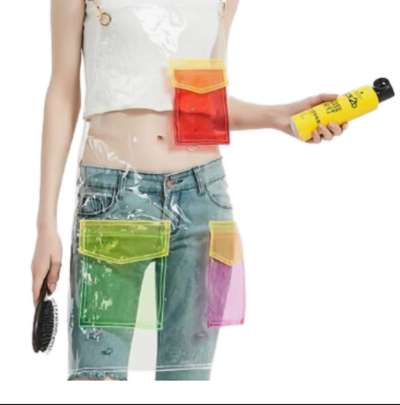 Anypron Transparent Barber Apron Green Red Waterproof 3 Pockets for Stylists