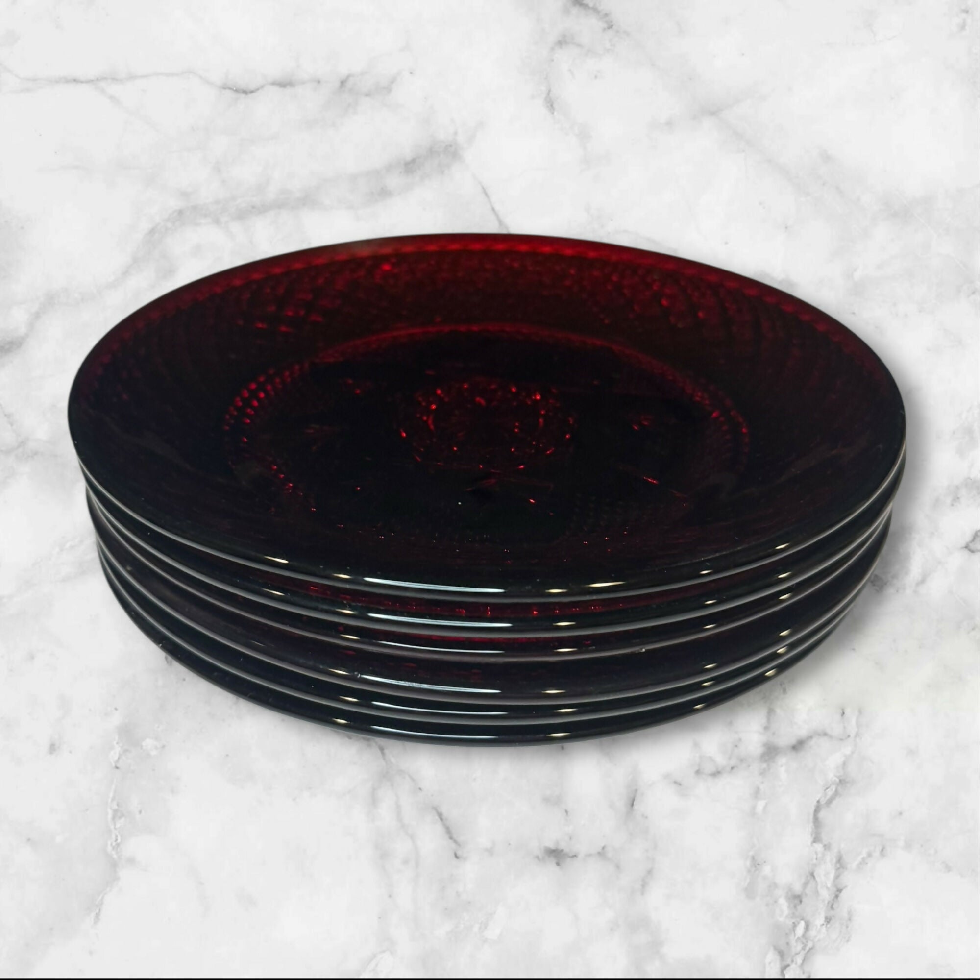 Cristal D’Arques Antique Ruby Luncheon Plates | Set of 6 | Excellent Condition