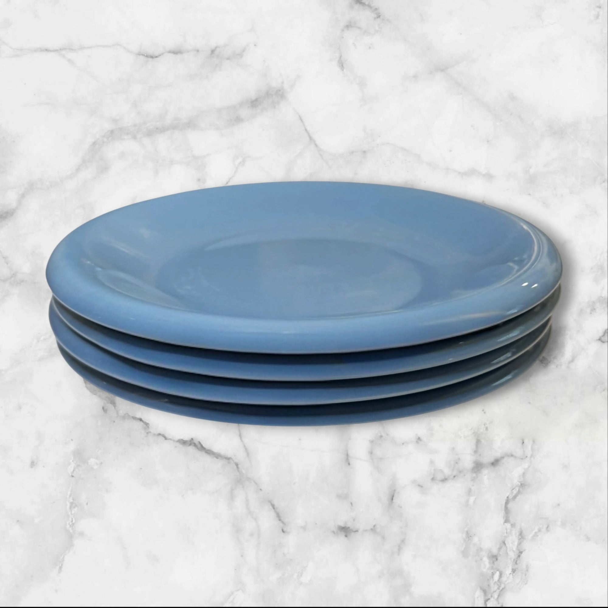 Baker Hart & Stuart Blue Stoneware Salad Plates | Set of 4 | Excellent Condition