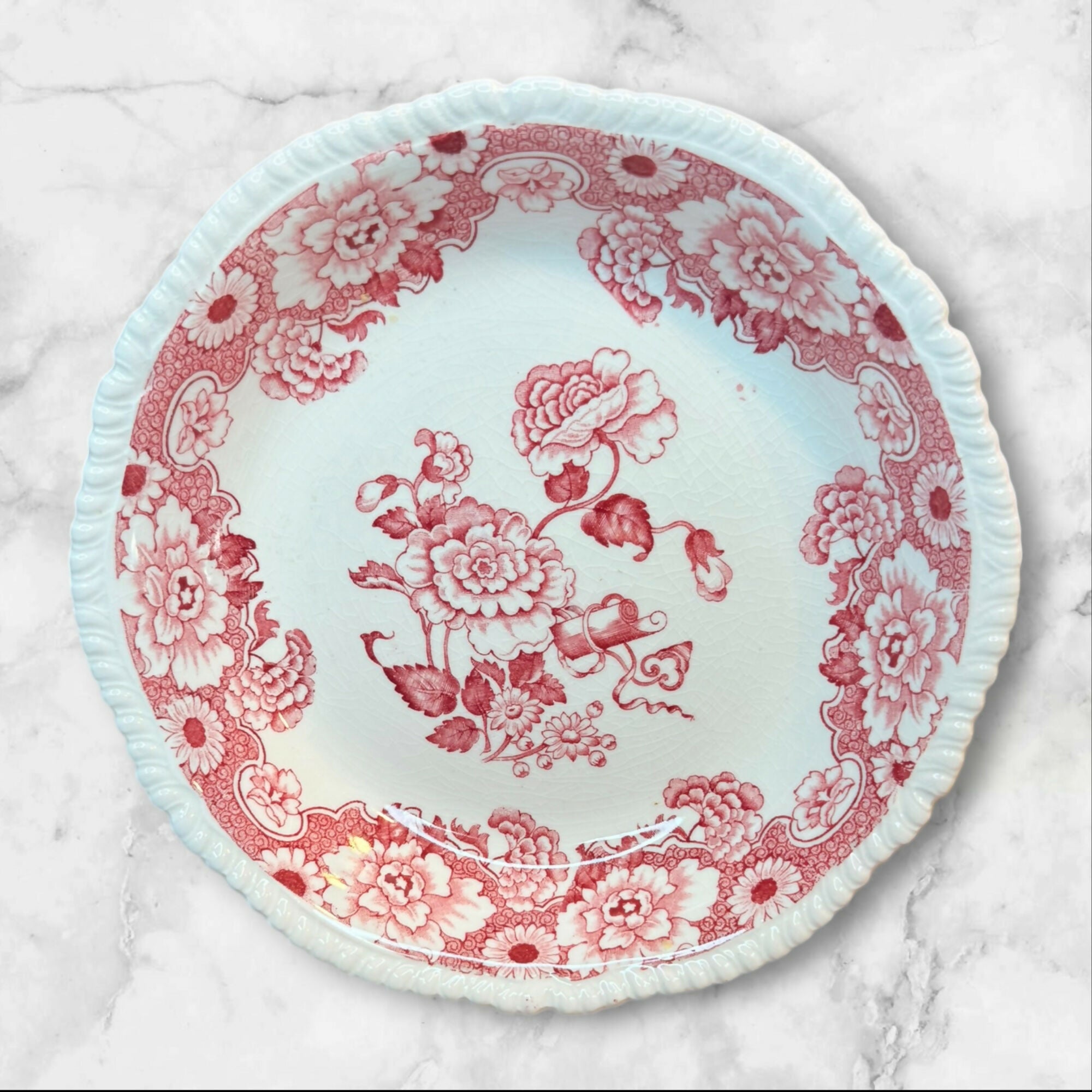 Wood & Sons Cambridge Red Transferware Dinnerware Set of 8 | Great Condition
