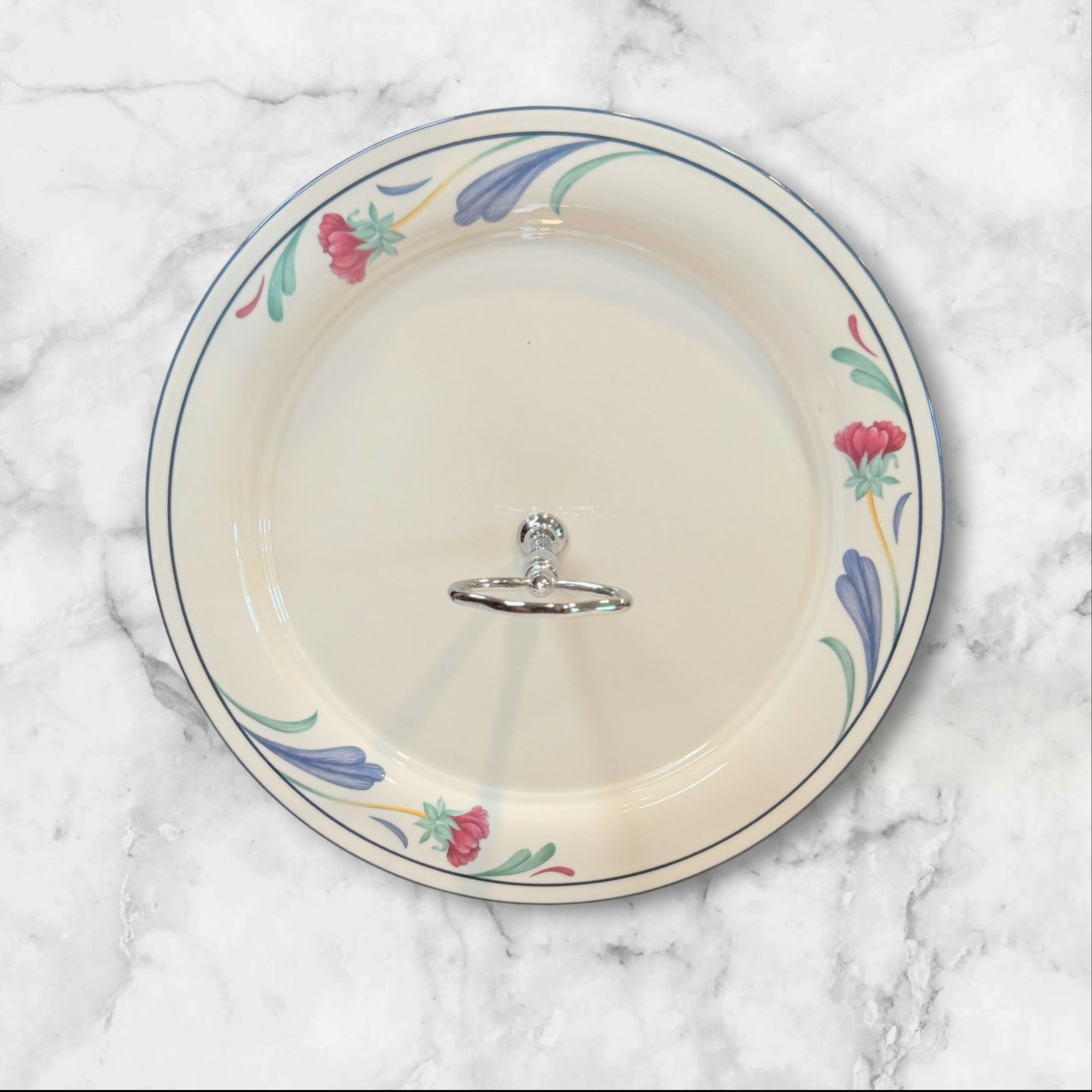Lenox Chinastone Poppies on Blue Tidbit Serving Tray | Excellent Condition