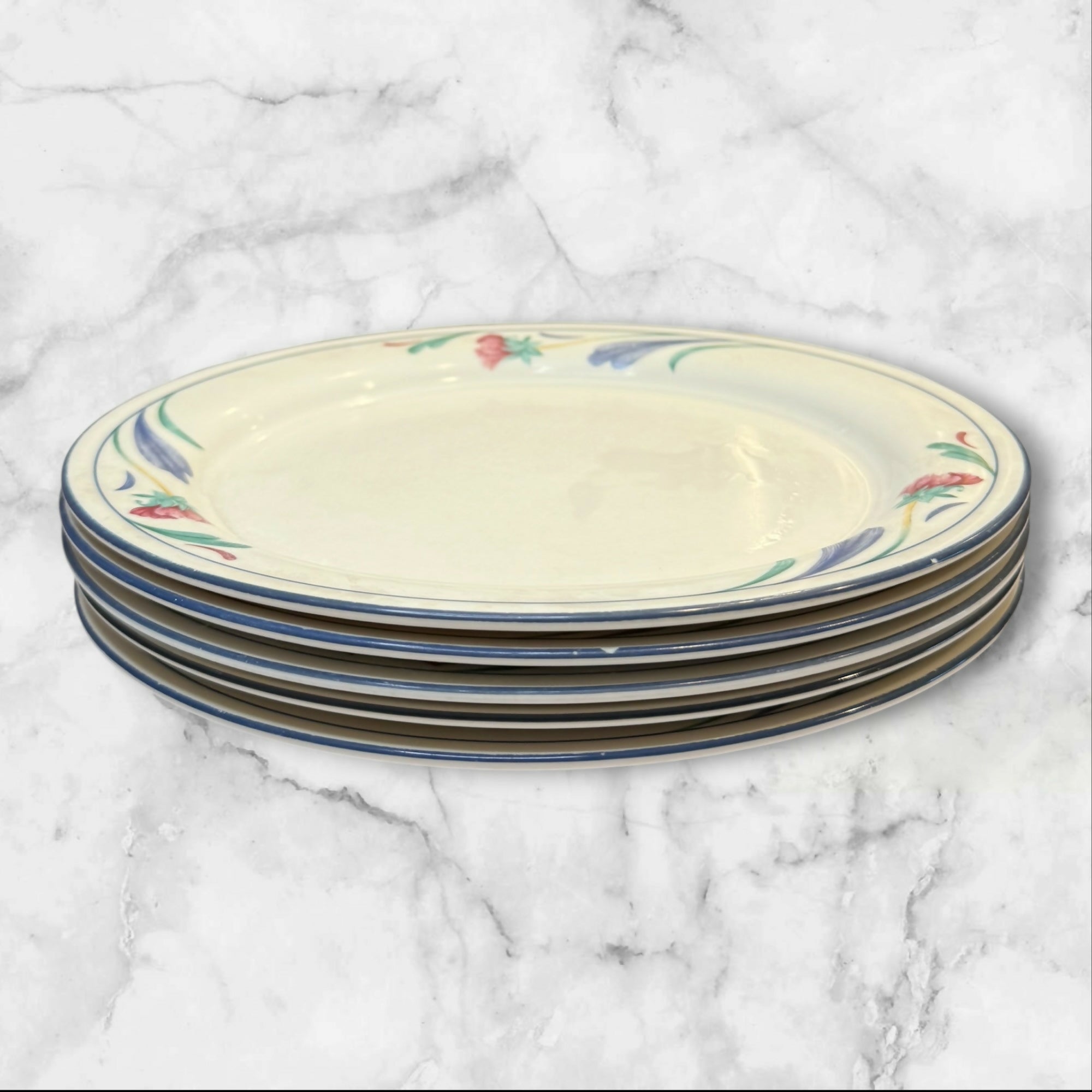 Lenox Poppies on Blue Dinner Plates | Set of 5 | Great Condition