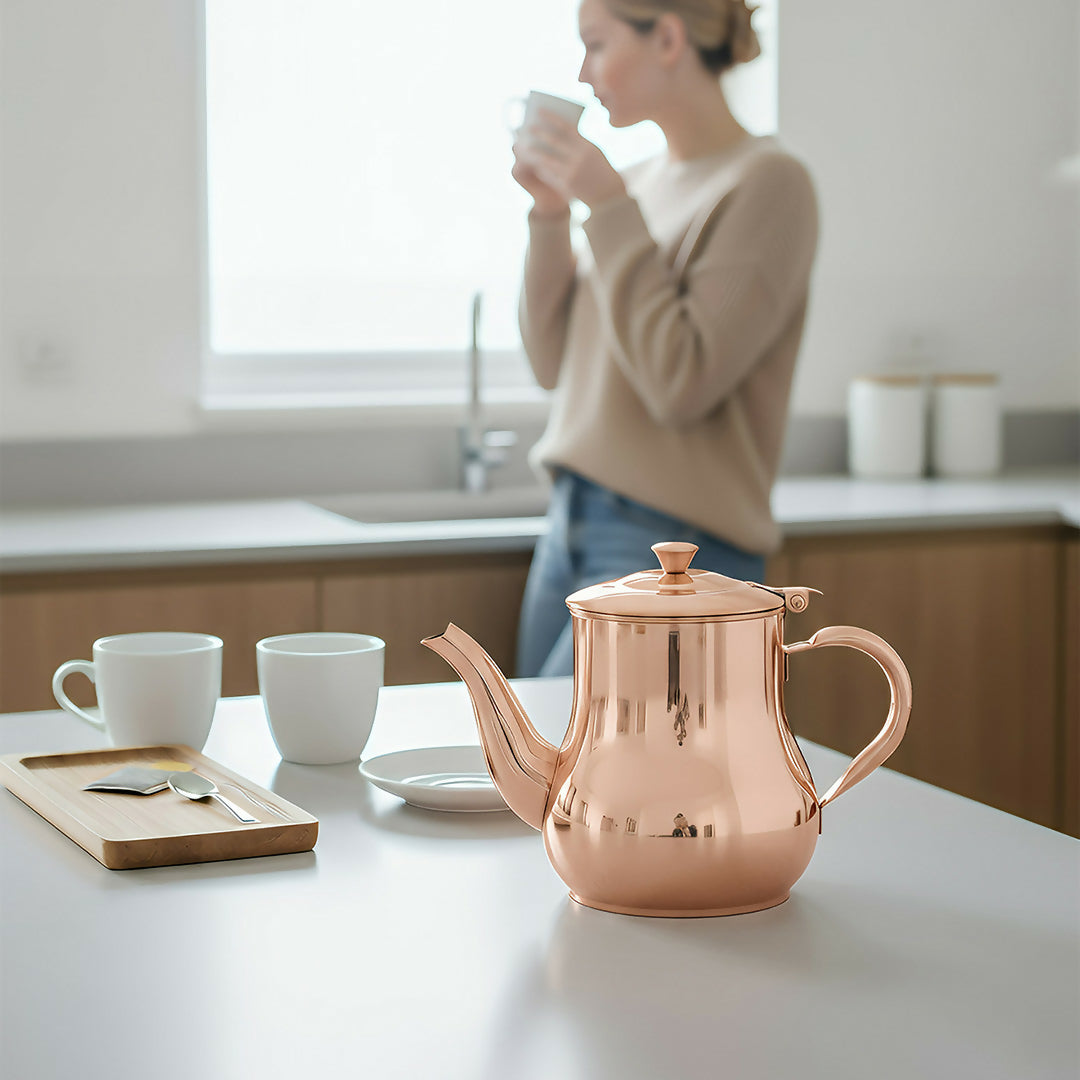 Anygleam Rose Gold Stainless Steel Teapot with Filter – Multi-Purpose Kettle for Coffee, Tea, Oil & Seasonings