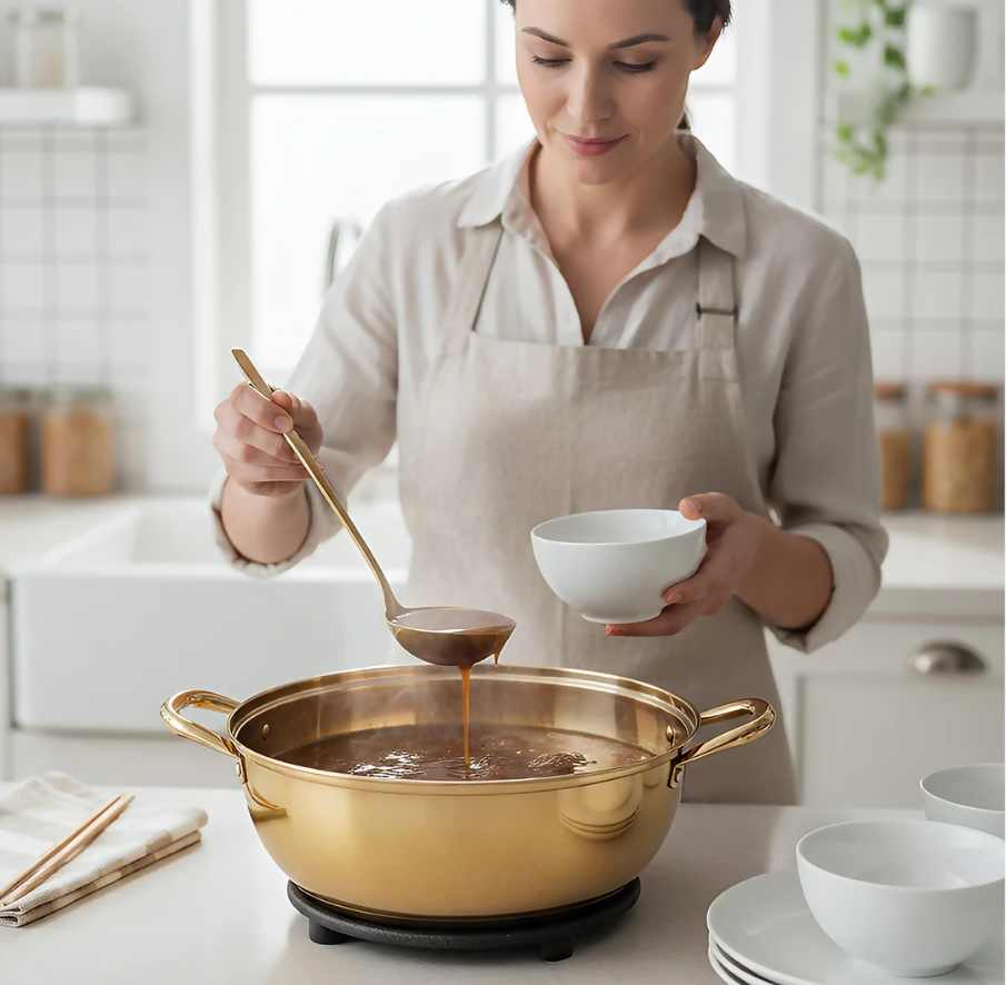 ANYGLEAM Stock Pot Gold Stainless Steel Home Restaurant Cooking Tool Single-Layer Compatible Soup Kitchen Utensils