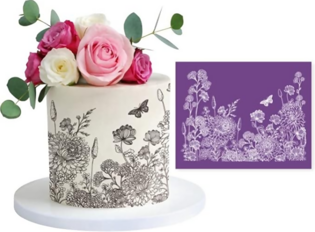 Anygleam Fondant Stencil Purple Butterfly Flower Mesh Lace Mould Cake Baking Tools