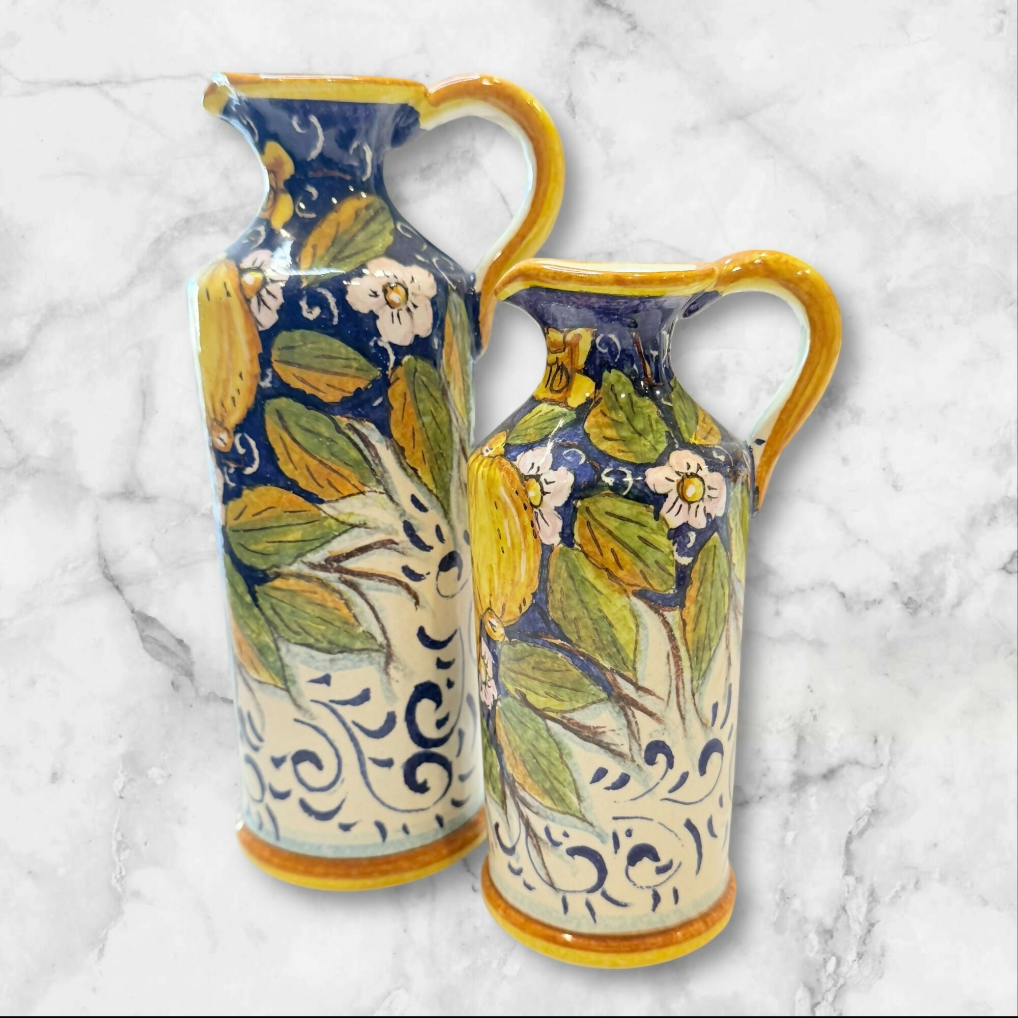 Firenze Italian Majolica Oil & Vinegar Dispensers | Set of 2 | Excellent