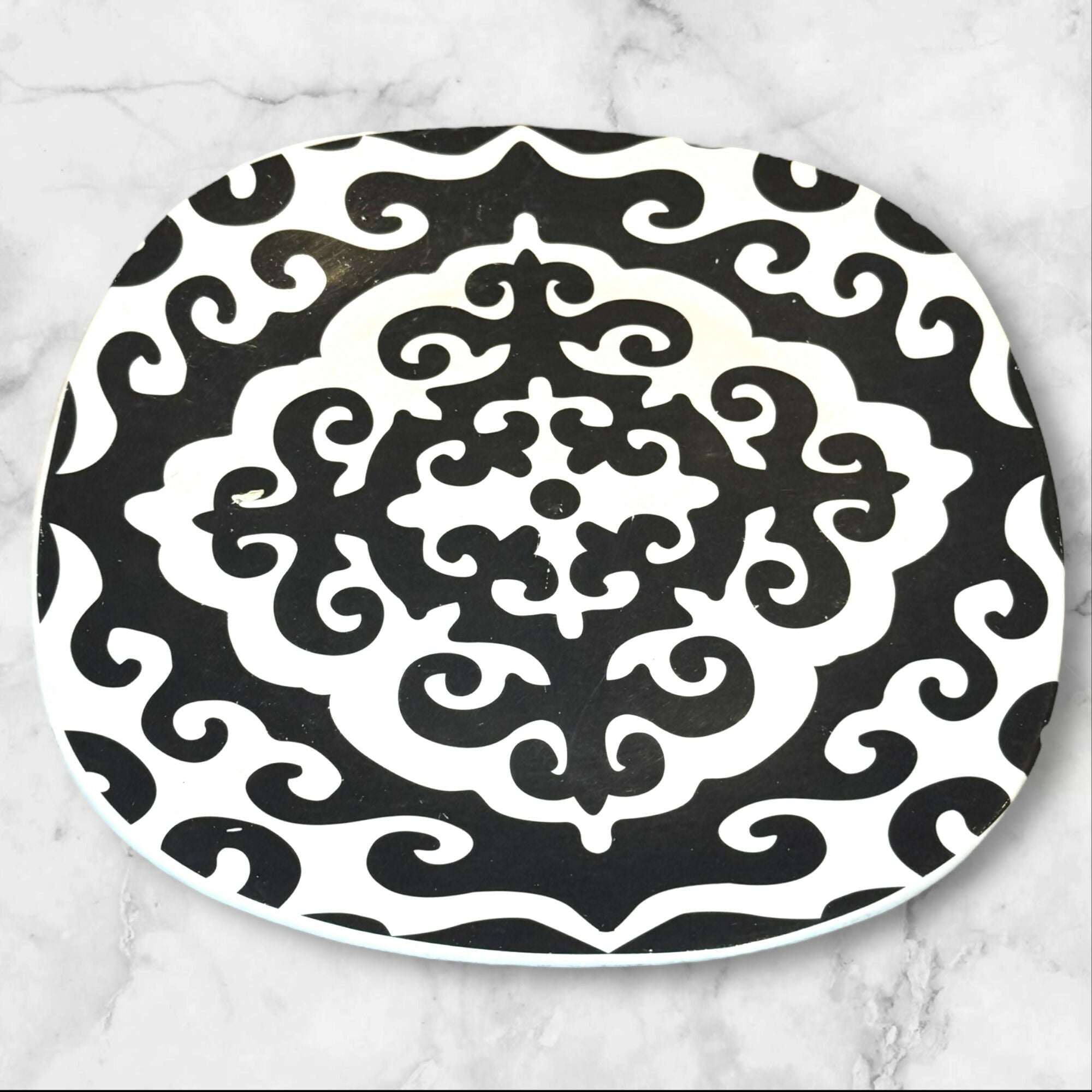 Roscher Black & White Floral Scroll Stoneware Plates | Set of 8 | Gently Used