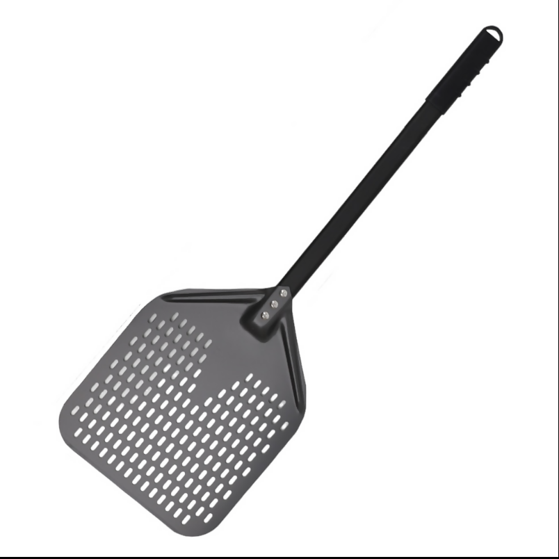 Anygleam Pizza Shovel 28cm X 84cm Dark Grey for Perforated Peel with Metal Handle Oven Turning Baking Accessory