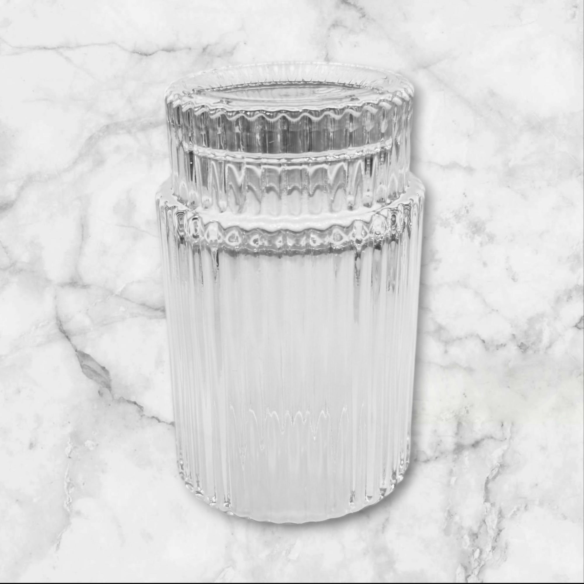 Ribbed Clear Glass Highball Tumblers | Set of 4 | Excellent Condition