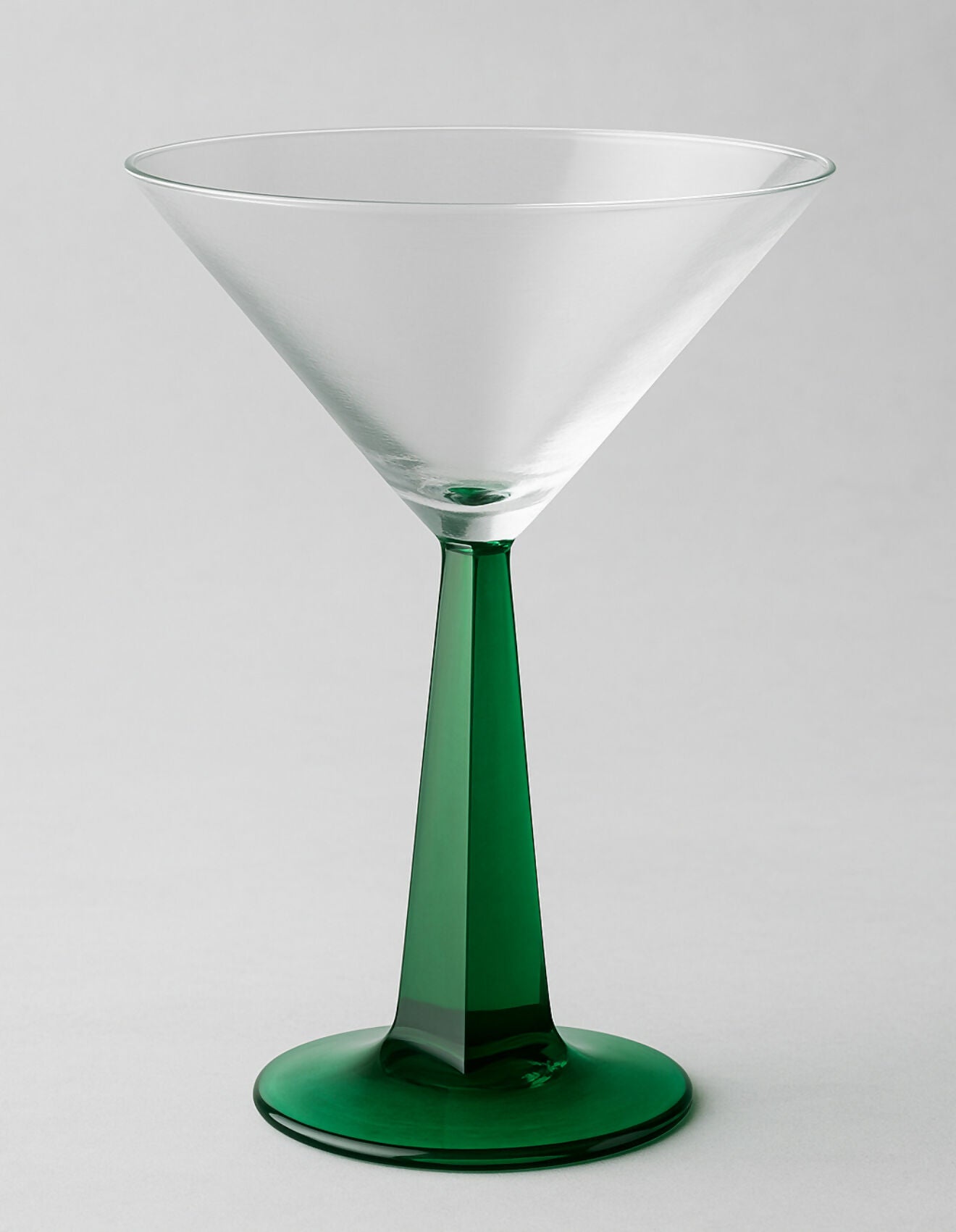 Green Stem Martini Glasses | Set of 3 | Modern Cocktail Glassware | Great Condition