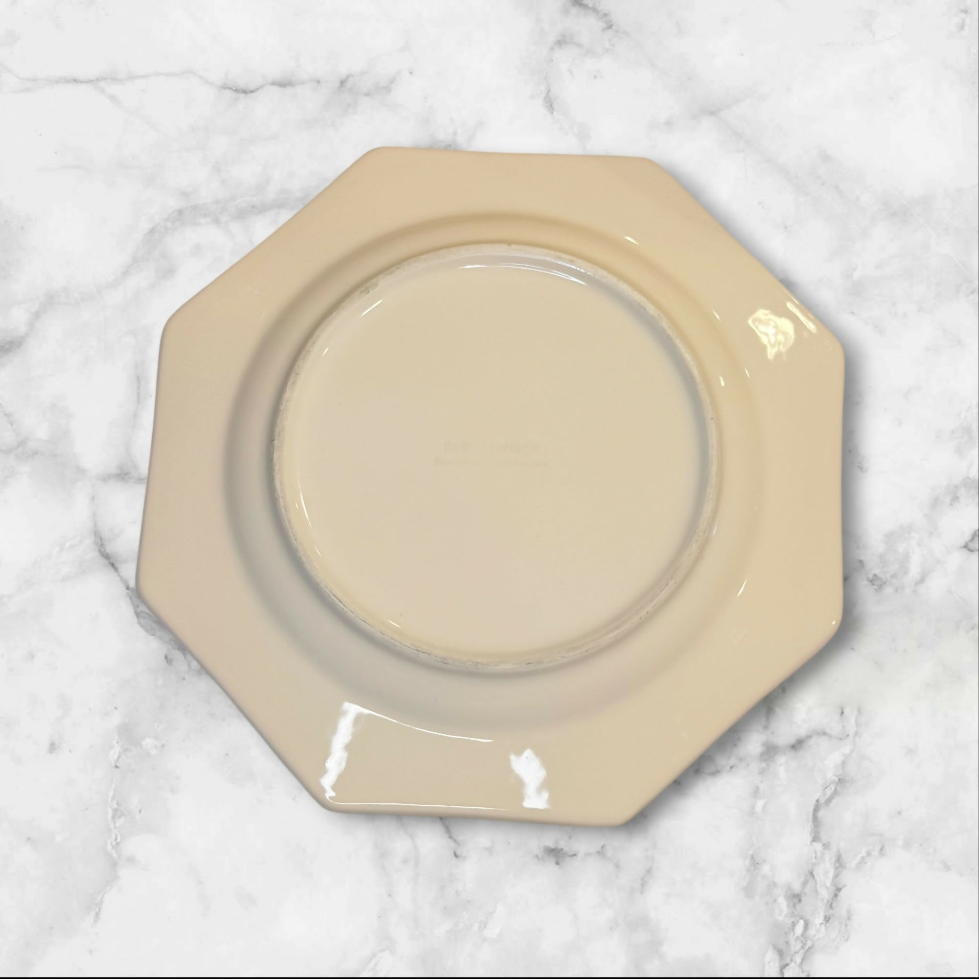 Made in Portugal Octagon Beaded Dinner Plates Ivory Cream | Set of 6 | Good Condition