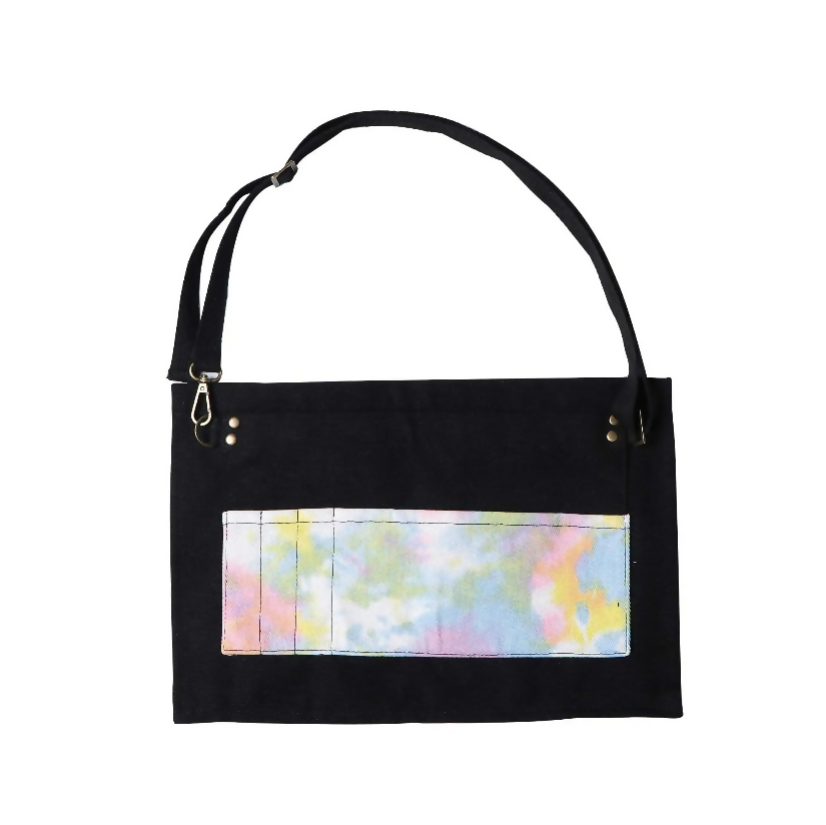Anypron Tie-Dye Black Kitchen Apron with Pockets for Chef and Waiter
