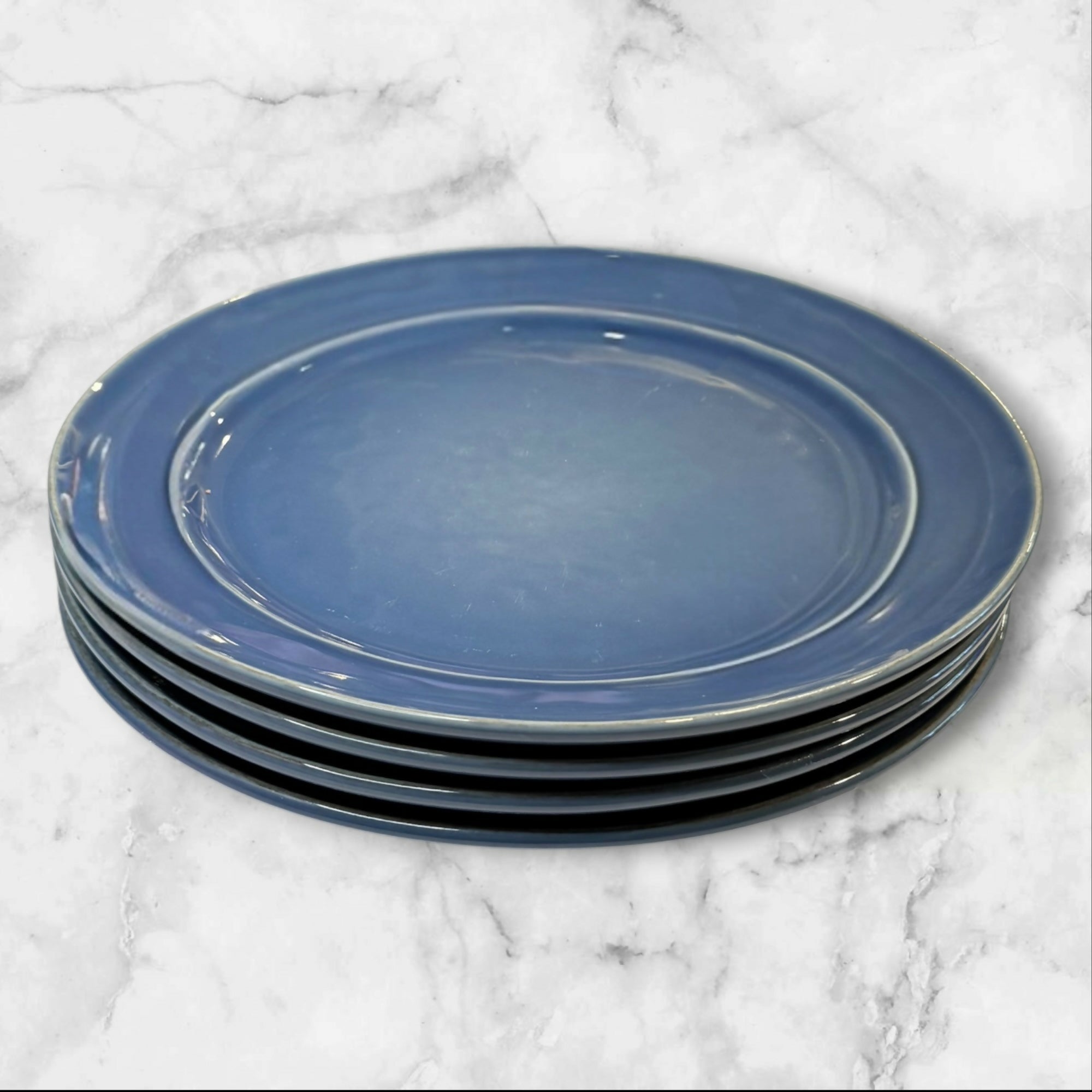 Pottery Barn Cambria Ocean Blue Dinner Plates | Set of 4 | Good Condition