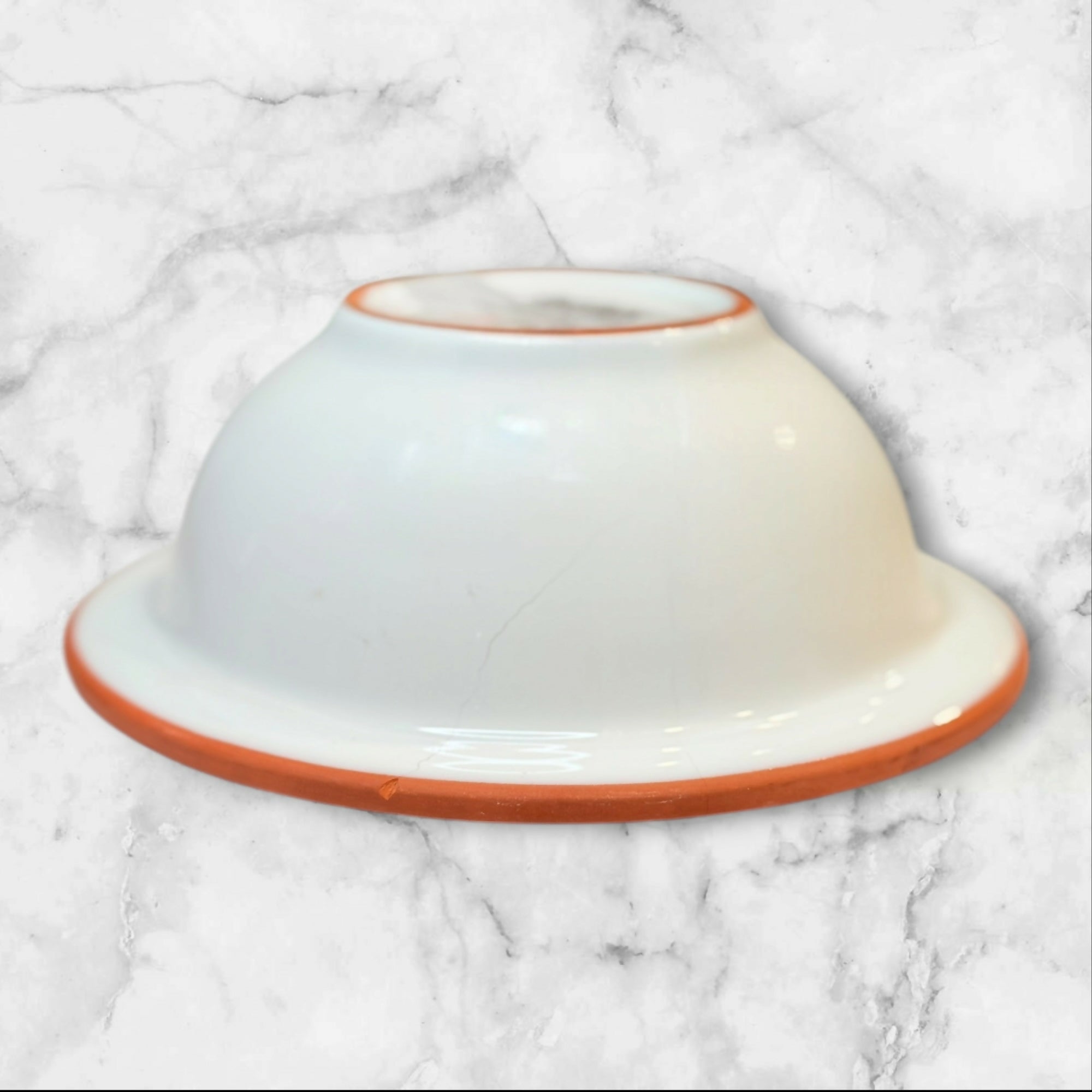 Cost Plus World Market Portugal White Orange Rim Soup Bowls Set of 4