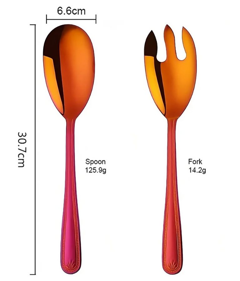 Anygleam Red Giant Spoon & Fork Set – 2-Piece Stainless Steel