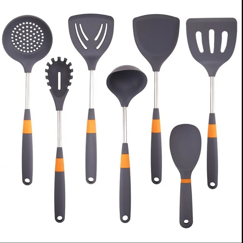 Anygleam Cooking Utensil 6 Set Grey Heat Resistant Tools Spatula Kit with 1 Rice Spatula Kitchen Accessories Kitchenware for Nonstick Cookware
