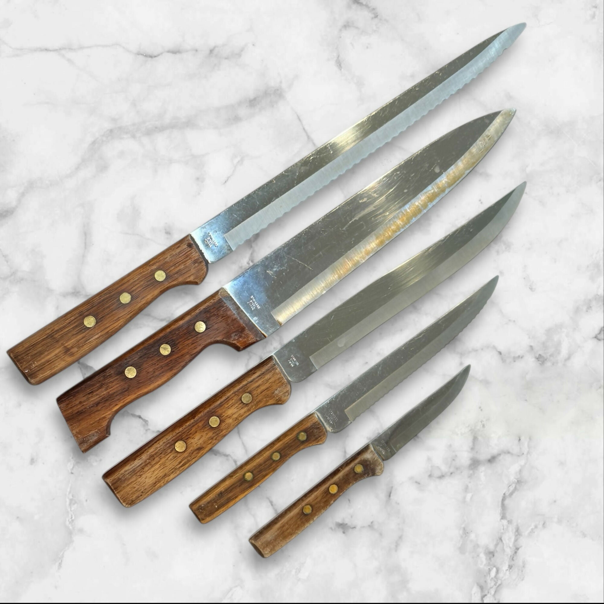 Pierre Santini 5 Pc Knife Set with Wood Handles | Great Condition