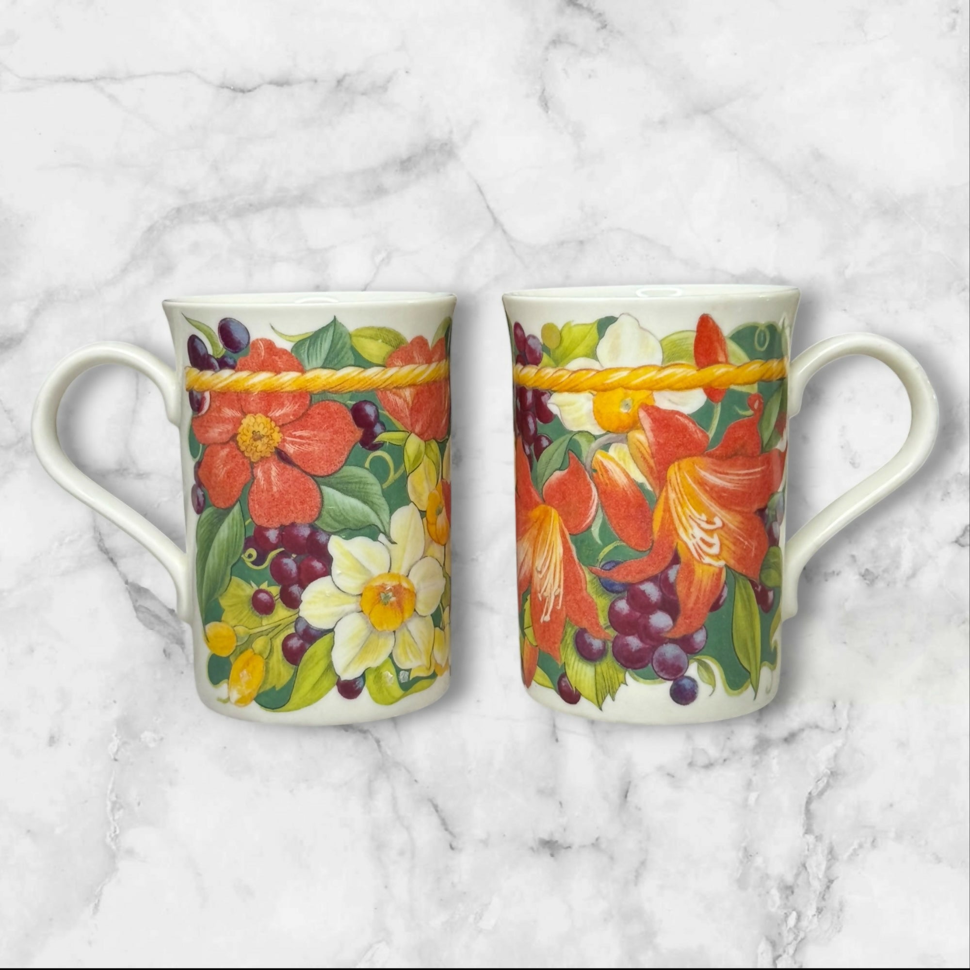 Kingsbury Secret Garden Fine Bone China Mugs Set of 2 | England | Gently Used