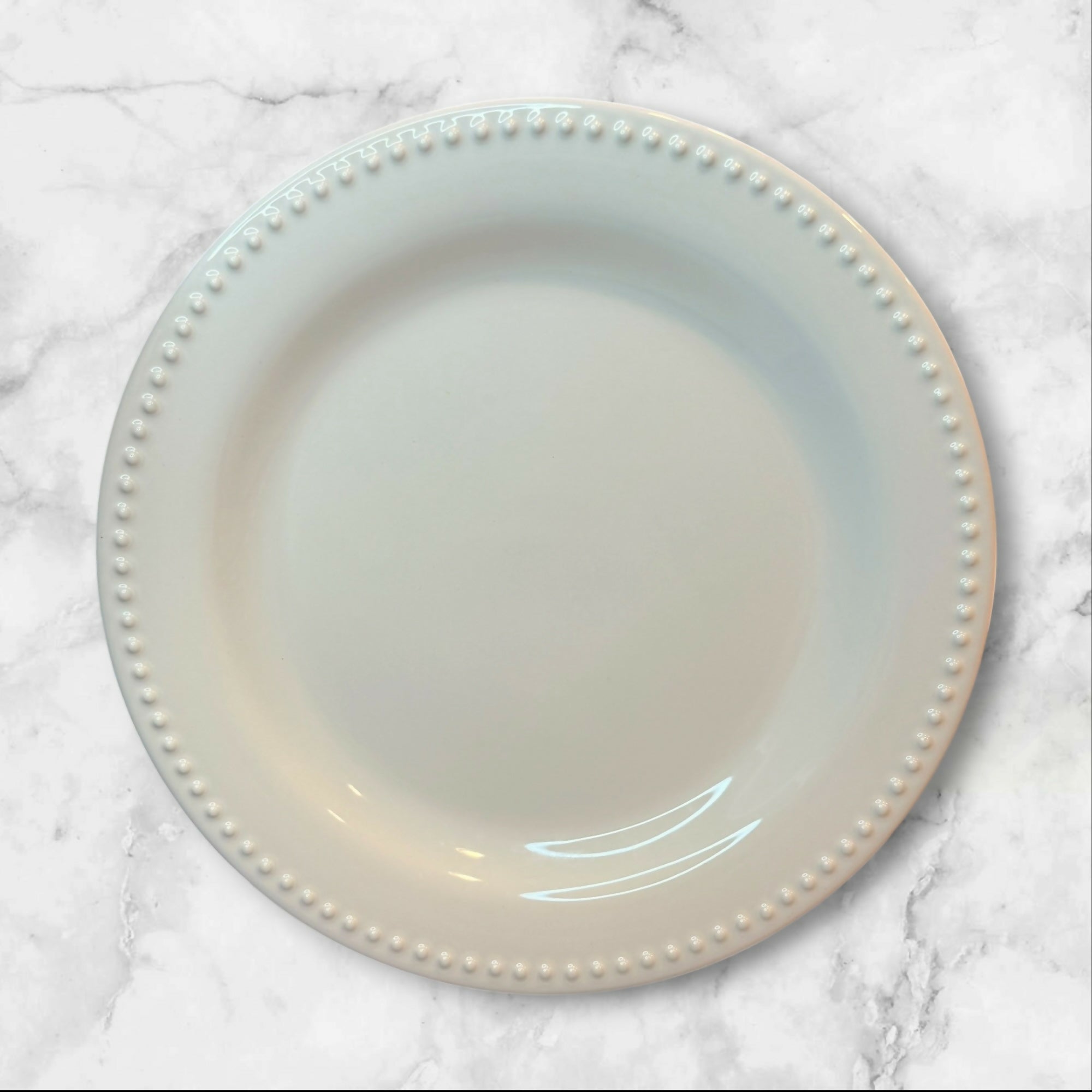 Pottery Barn Emma Taupe Beaded Dinner Plates | Set of 4 | Excellent Used