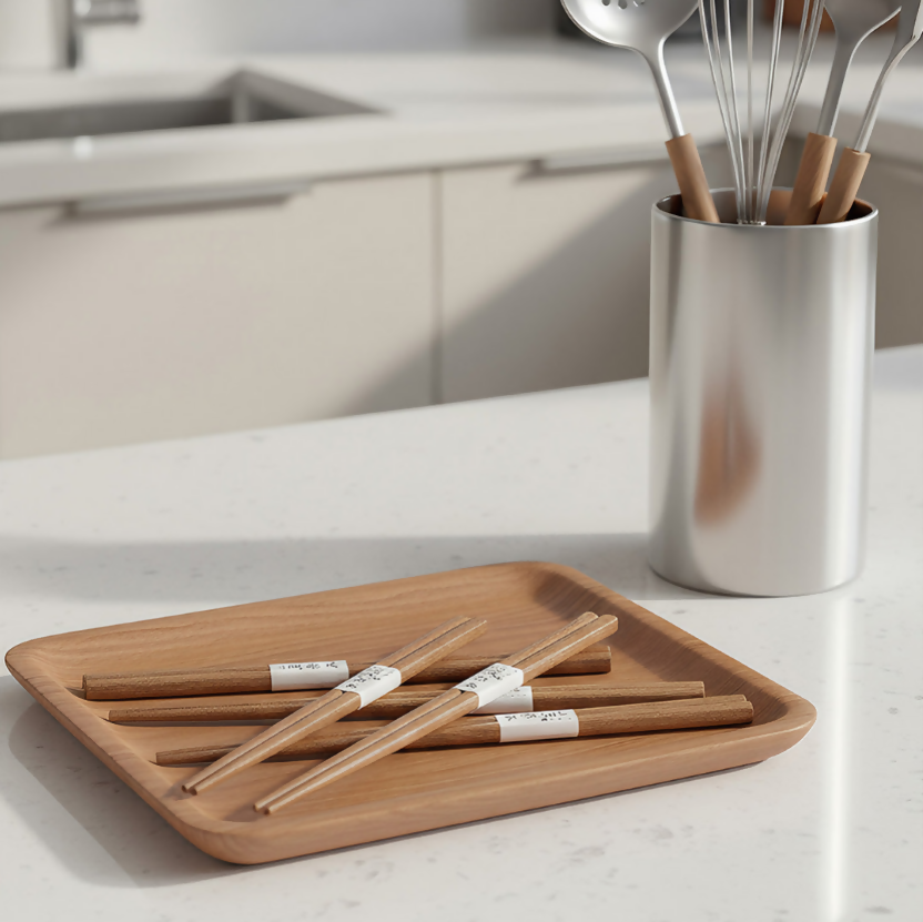 Anygleam Natural Wood Color 5pairs Wooden Sushi Chopsticks Reusable Kitchen Tableware