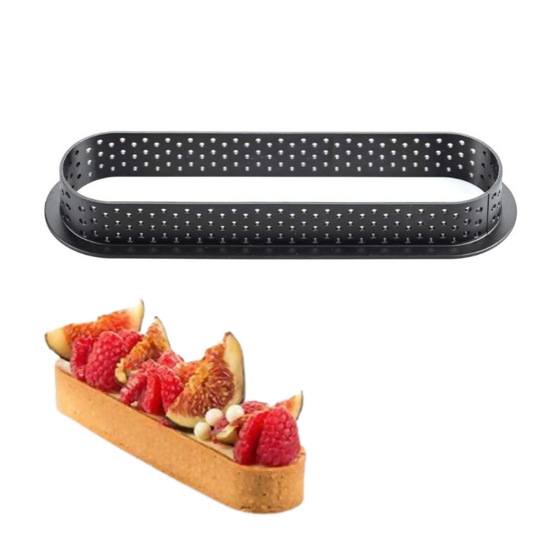 Anygleam Mousse Molder Set Black Oval Shape Cutter Perforated Ring Cake Baking Non Stick Equipment