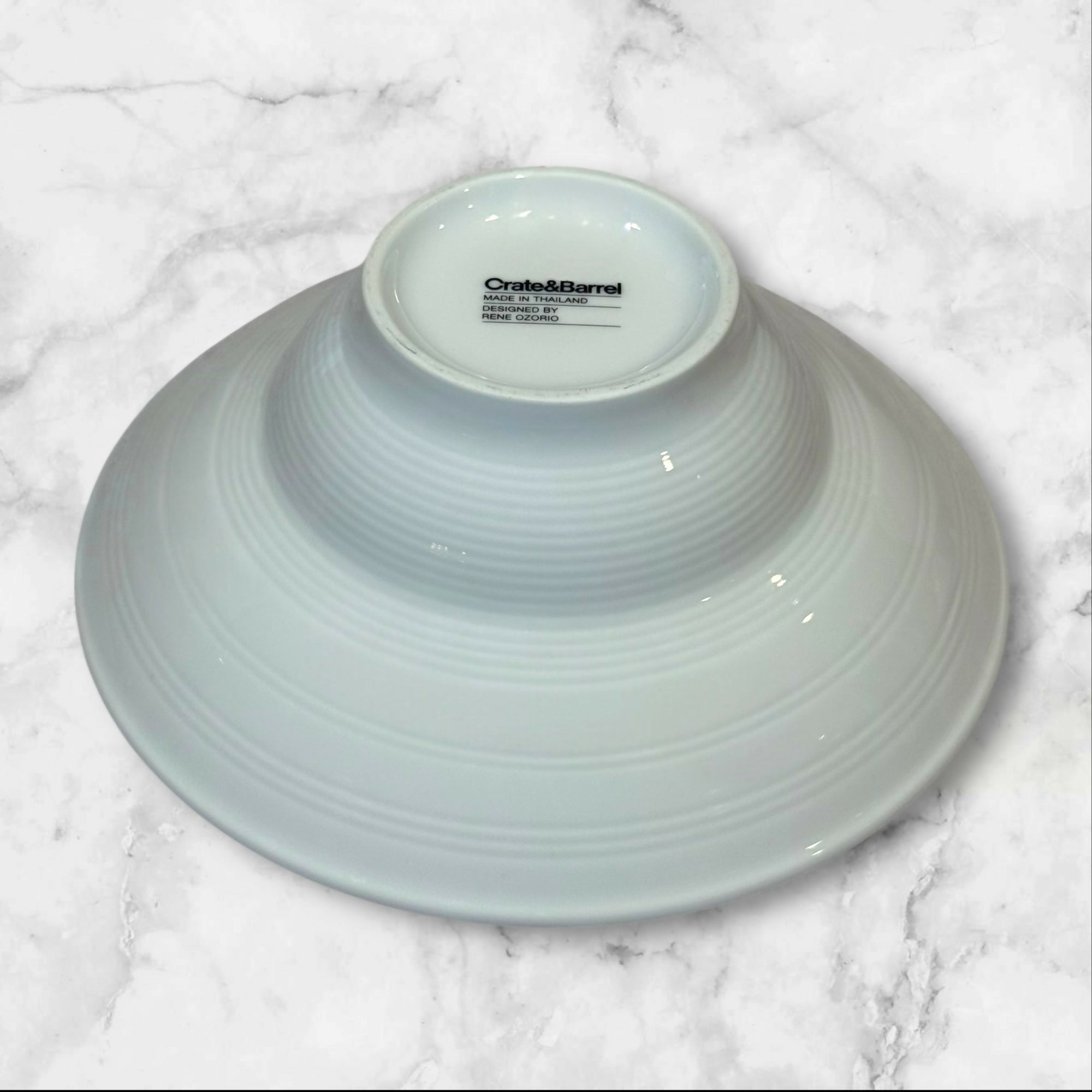 Crate & Barrel Rene Ozorio White Porcelain Rim Soup Bowls | Set of 4 | Excellent Condition