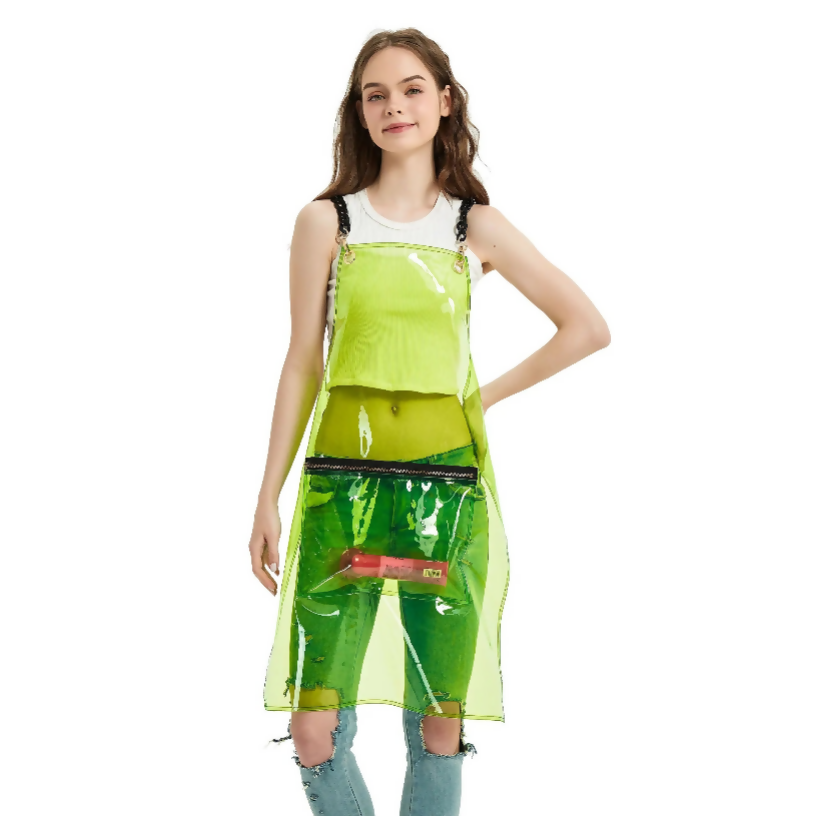 Anypron Barber Apron Green Waterproof Cross-Back 3 Pockets for Stylists