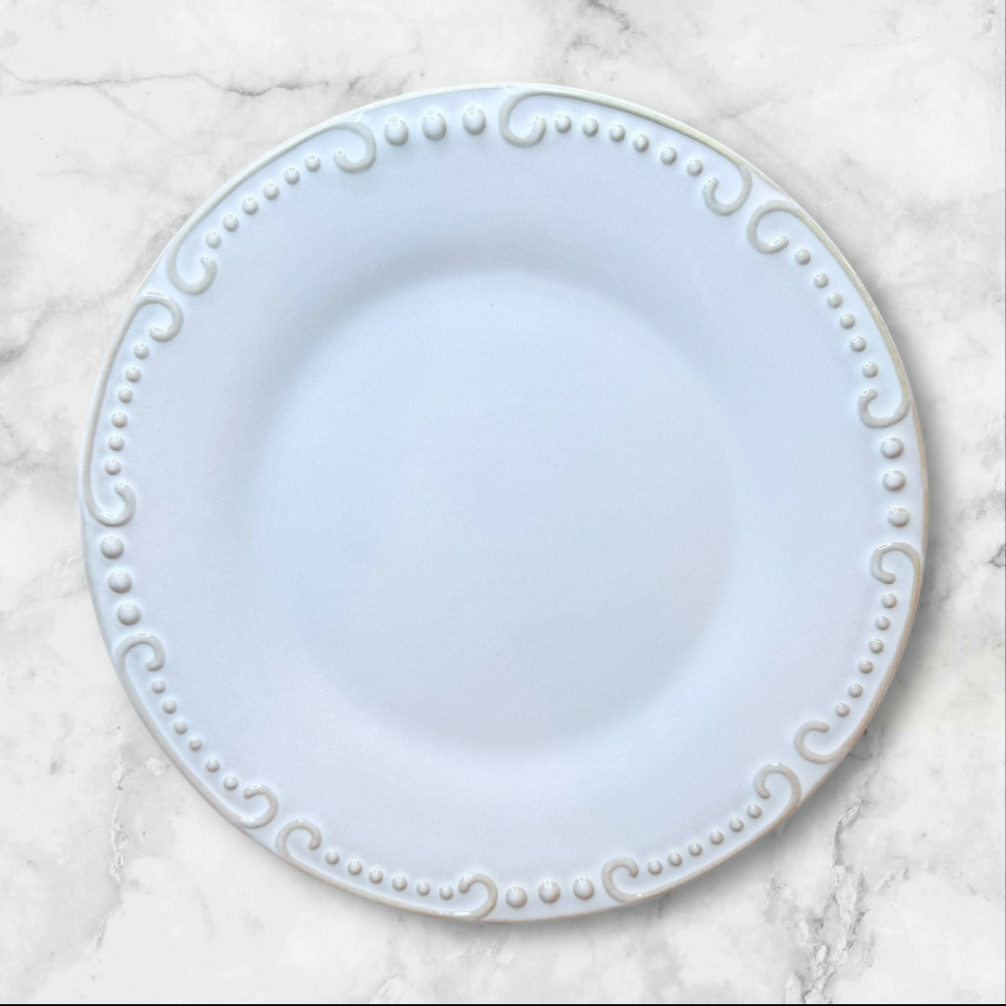 Pier 1 Natalia Salad Plates | Set of 4 | White Embossed Dinnerware | Excellent