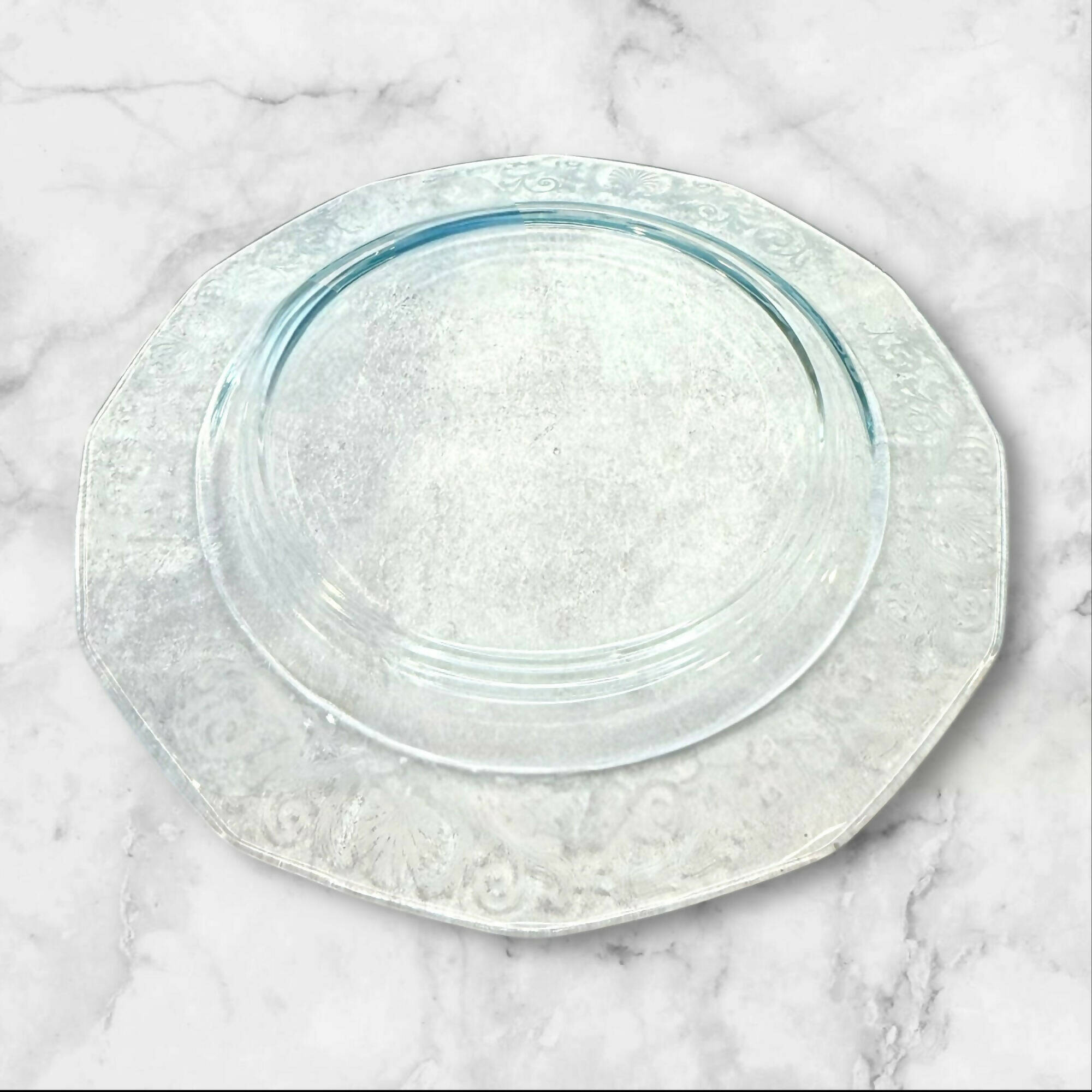 Fostoria Versailles Blue Serving Platter | 13.75” Etched Glass | Great Condition