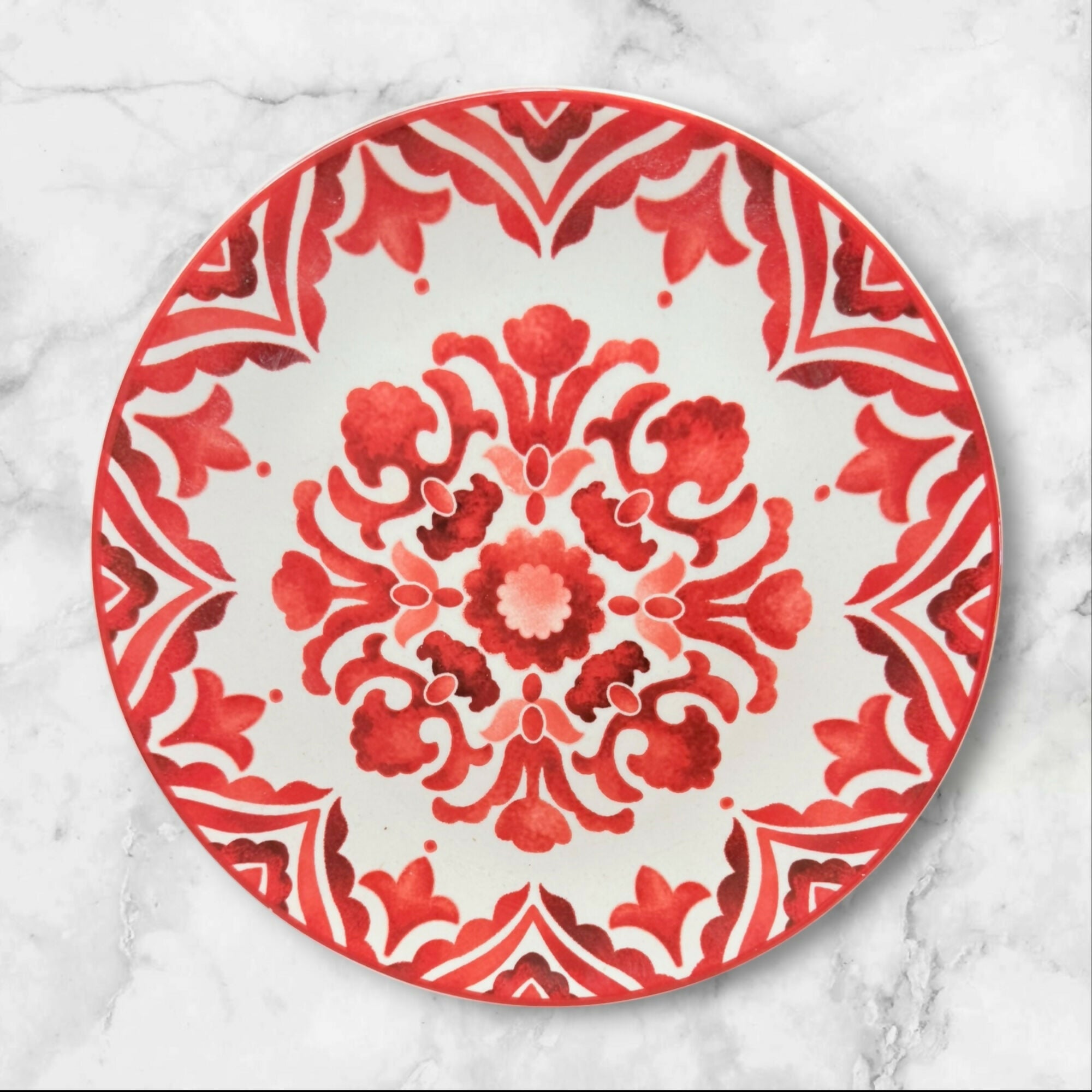 Sur La Table Heat & Soul Red Floral Salad Plates | Set of 4 | Good Condition