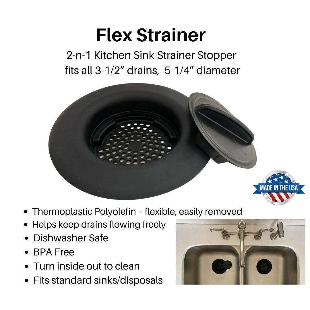 Flex Strainer Sink Strainer & Stopper 2-N-1 Fits Most 3.5” Drains & Disposals, Clog Prevention Made Easy (Copy)