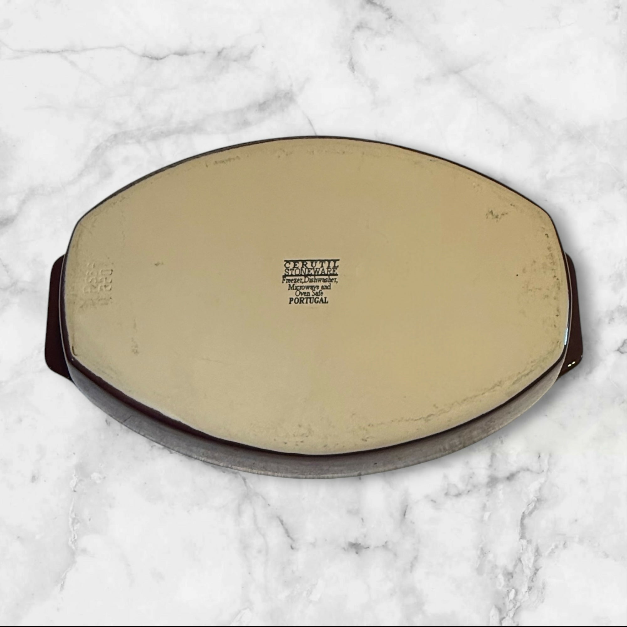 Cerutil Stoneware Maroon Oval Baking Dish Portugal Great Condition