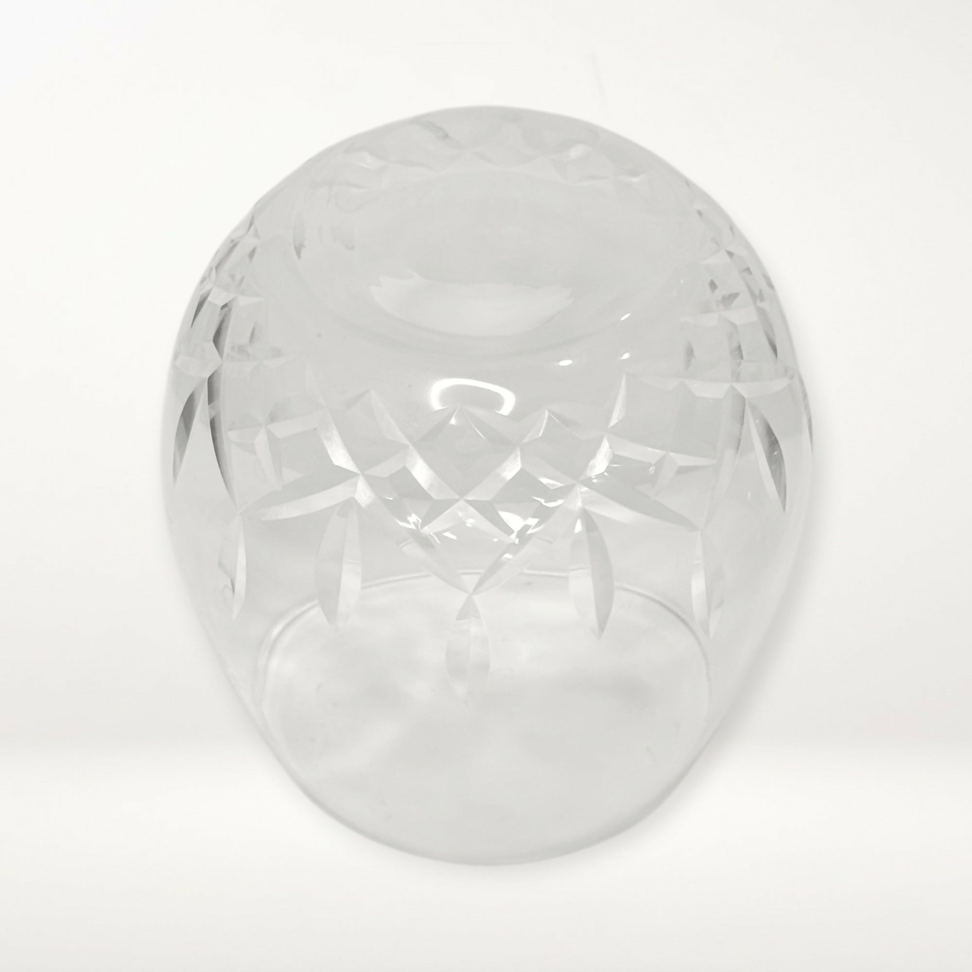 Hand Cut Blown Glass Stemless Wine Glass | Clear Crystal Style | Excellent