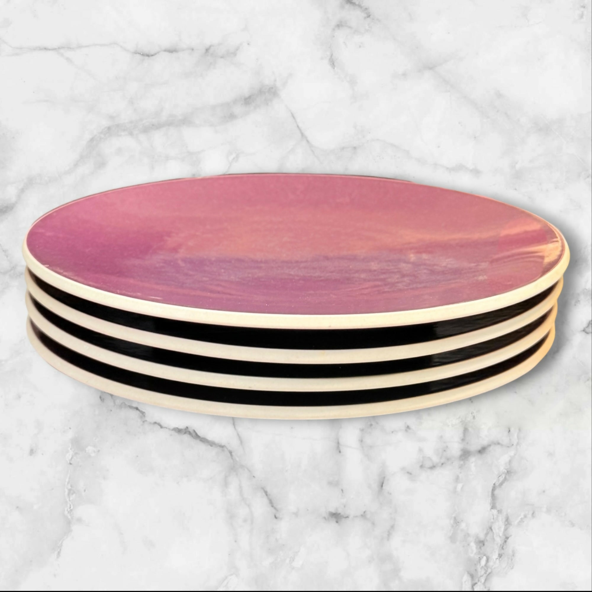 Sasaki Colorstone Plum Textured Dinner Plates | Set of 4 | Good Condition