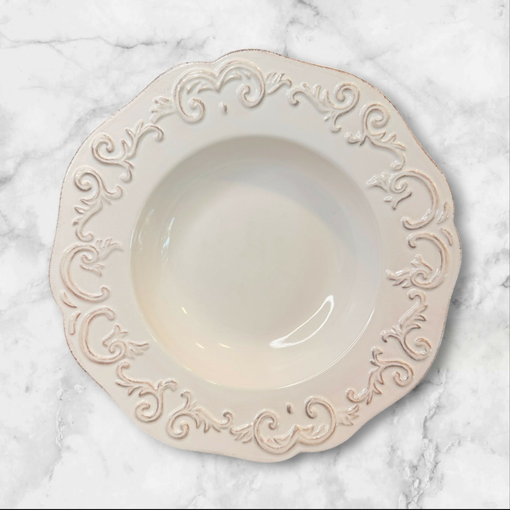 Sur La Table Baroque Embossed Pasta Bowls | Set of 4 | Gently Used