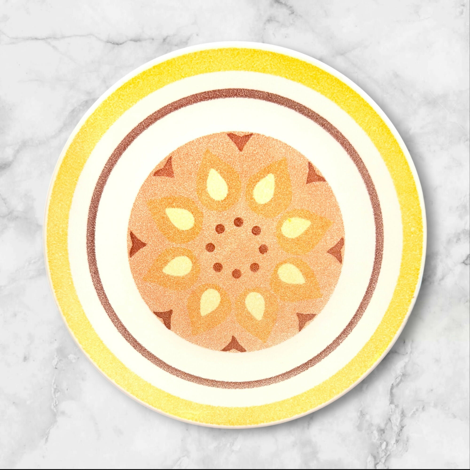 Taylor Smith & Taylor Yellow Star Ironstone Dinner Plates | Set of 4 | Rare