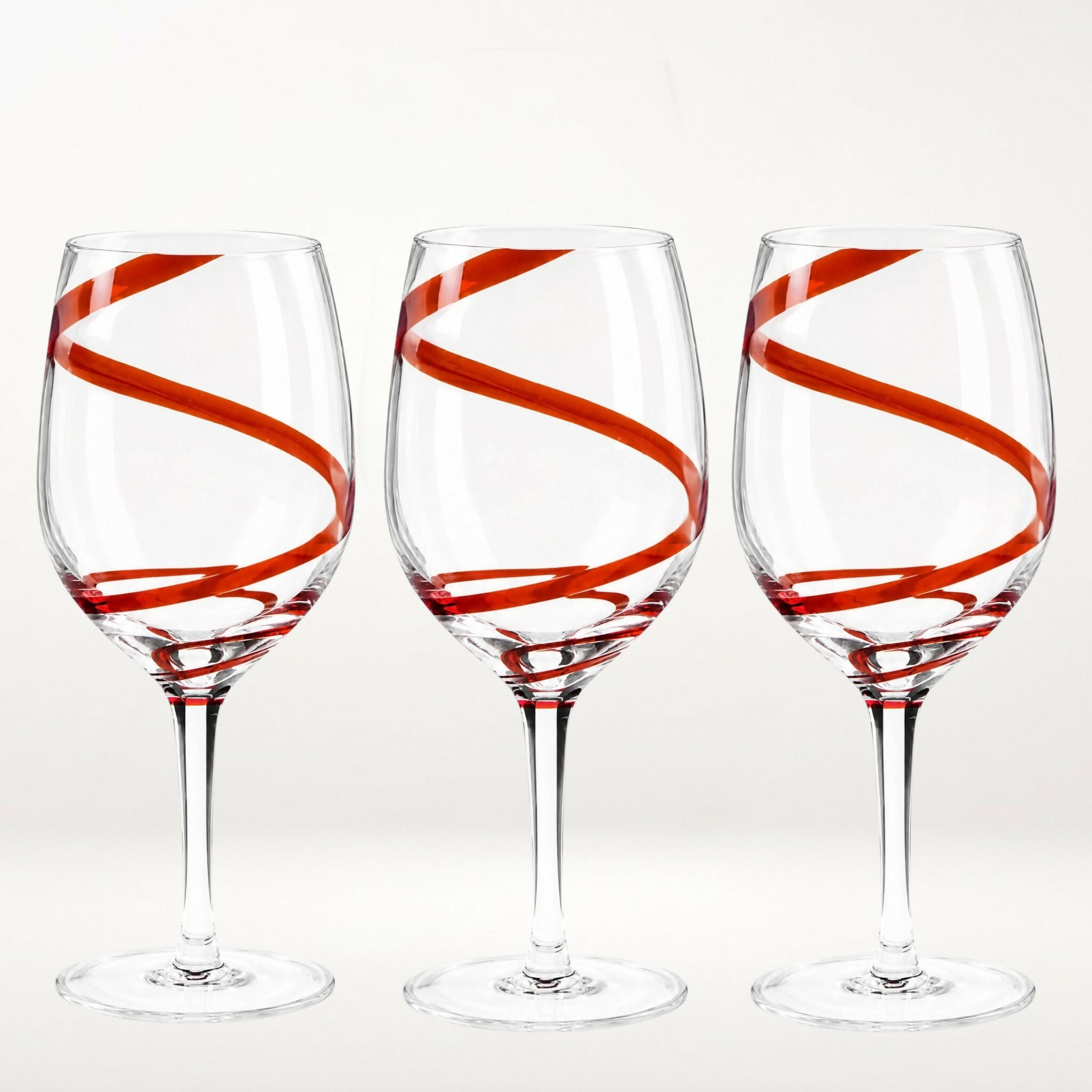 Pier 1 Swirline Red Water Goblets Set of 3 Excellent Condition