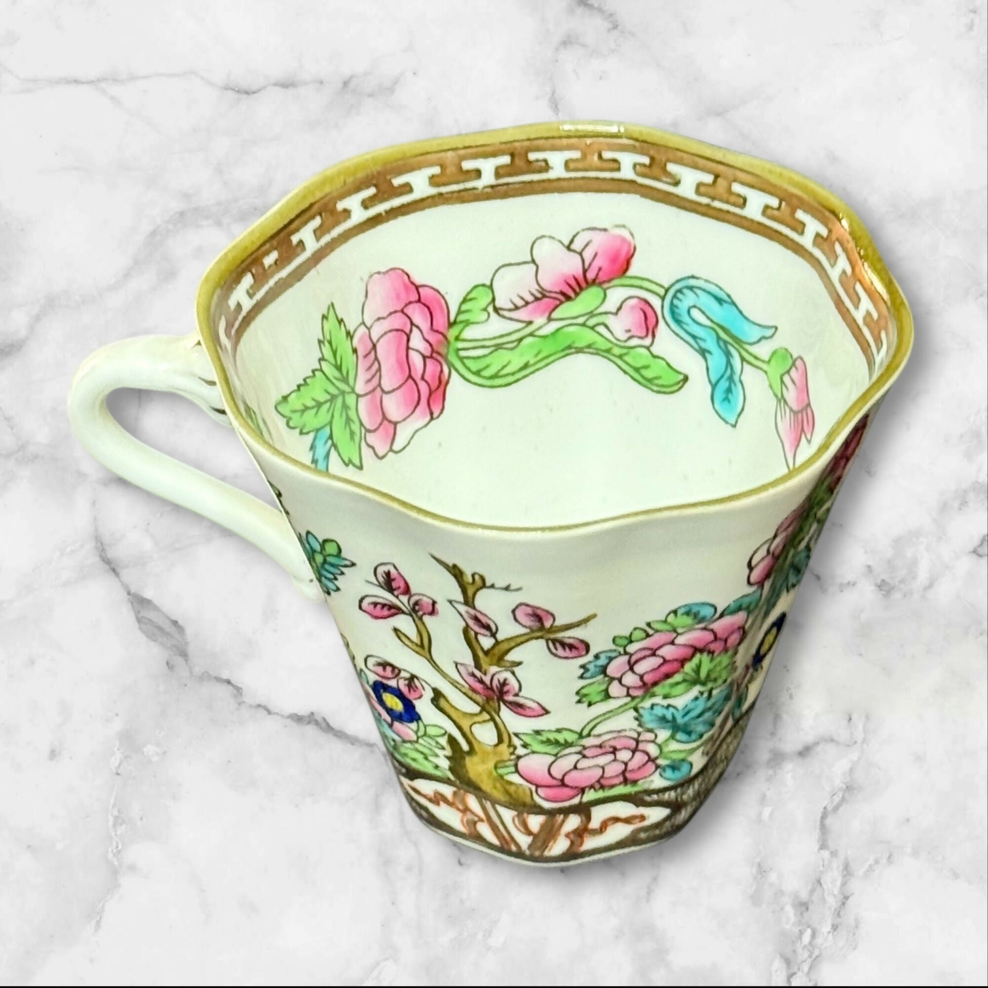 Coalport Indian Tree Teacup & Saucer | Original Engraving 1801 | England