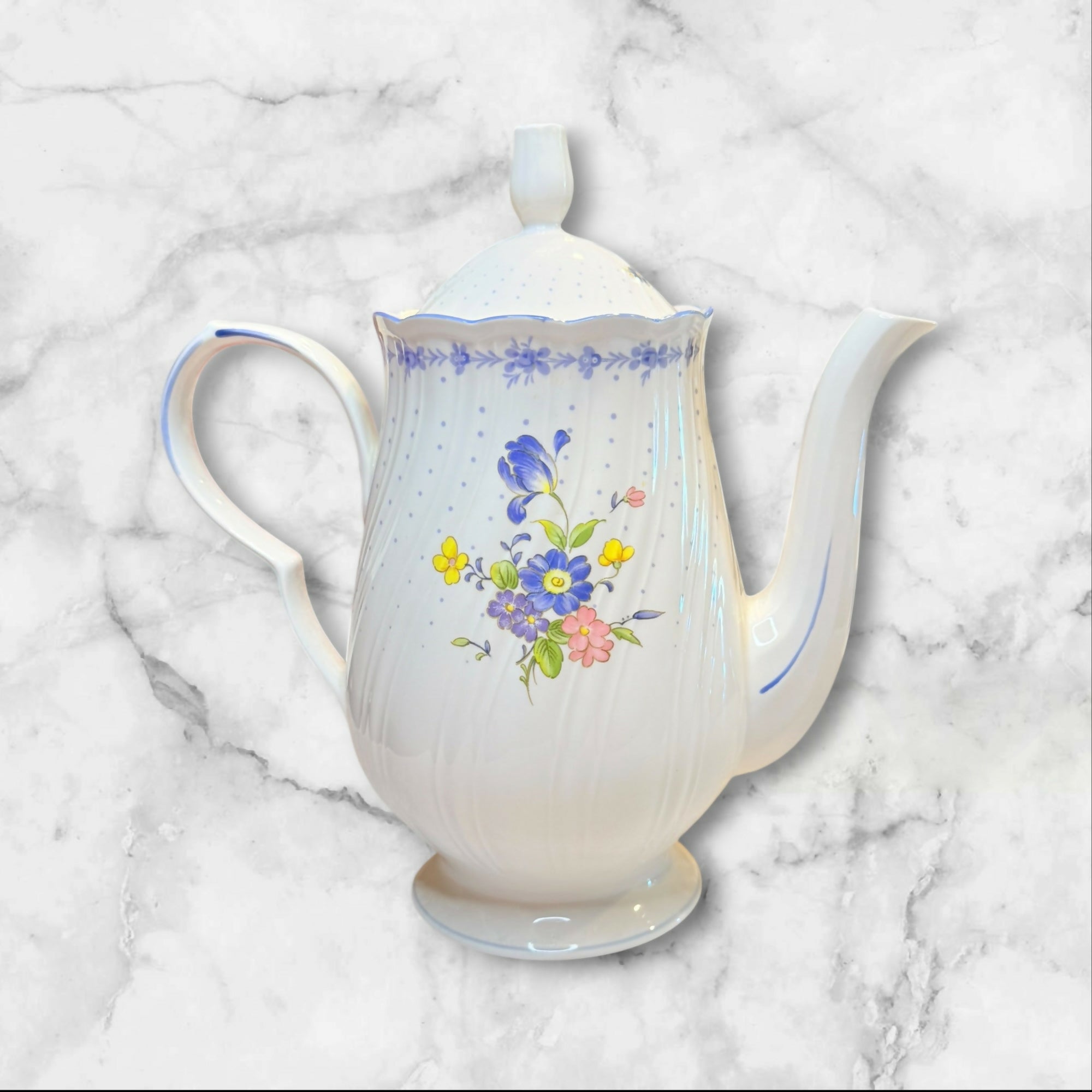 Nikko Blue Peony Coffee Pot with Lid | Excellent Condition | Japan