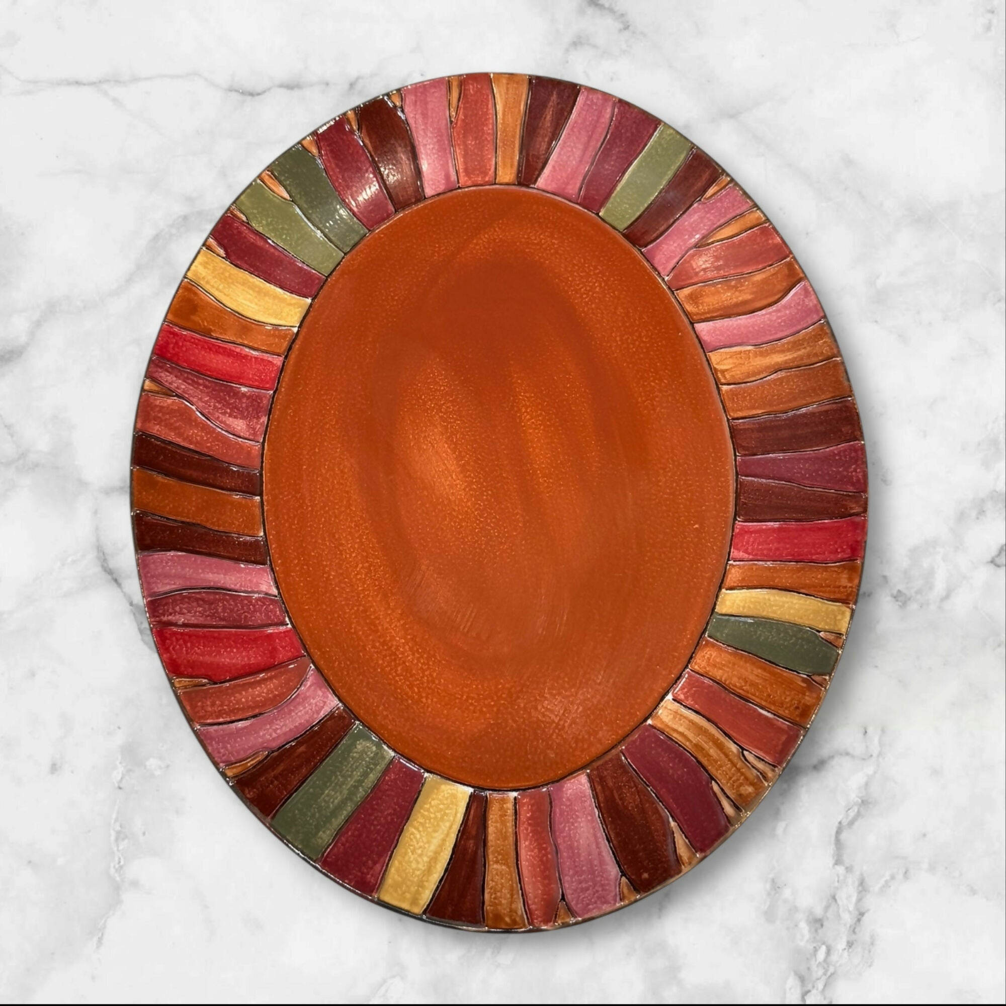 Pier 1 Wavy Stripe Oval Serving Platter | 16” x 13” | Excellent Condition