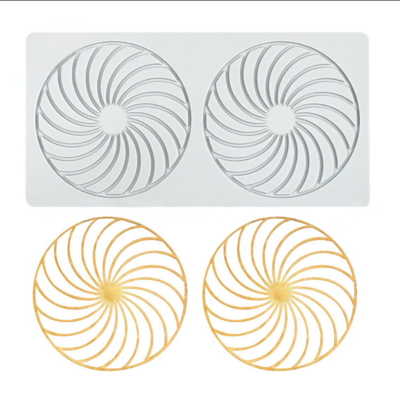 Anygleam Fondant Molder Grey Round Spiral Lace Pad Silicone Cake Baking Confectionery Tools