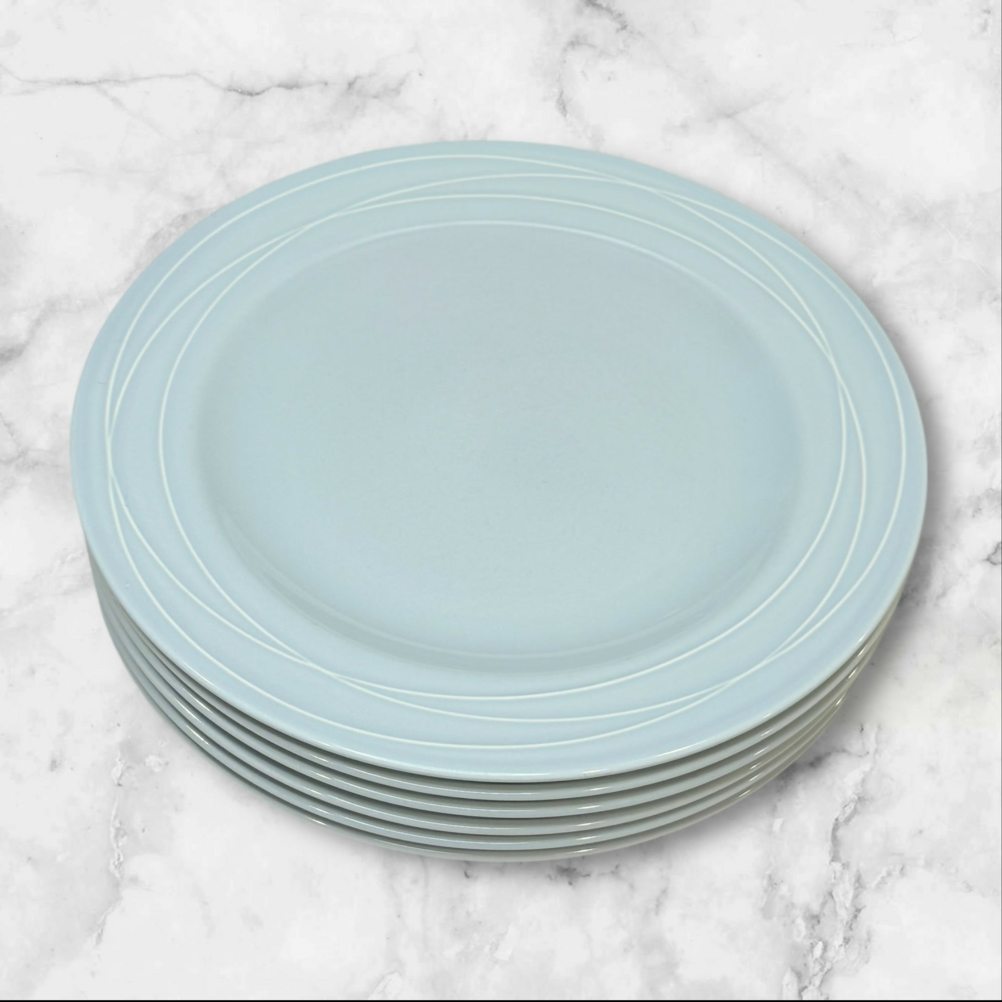 Pottery Barn Spiral Light Blue Dinner Plates | Set of 6 | Excellent Condition