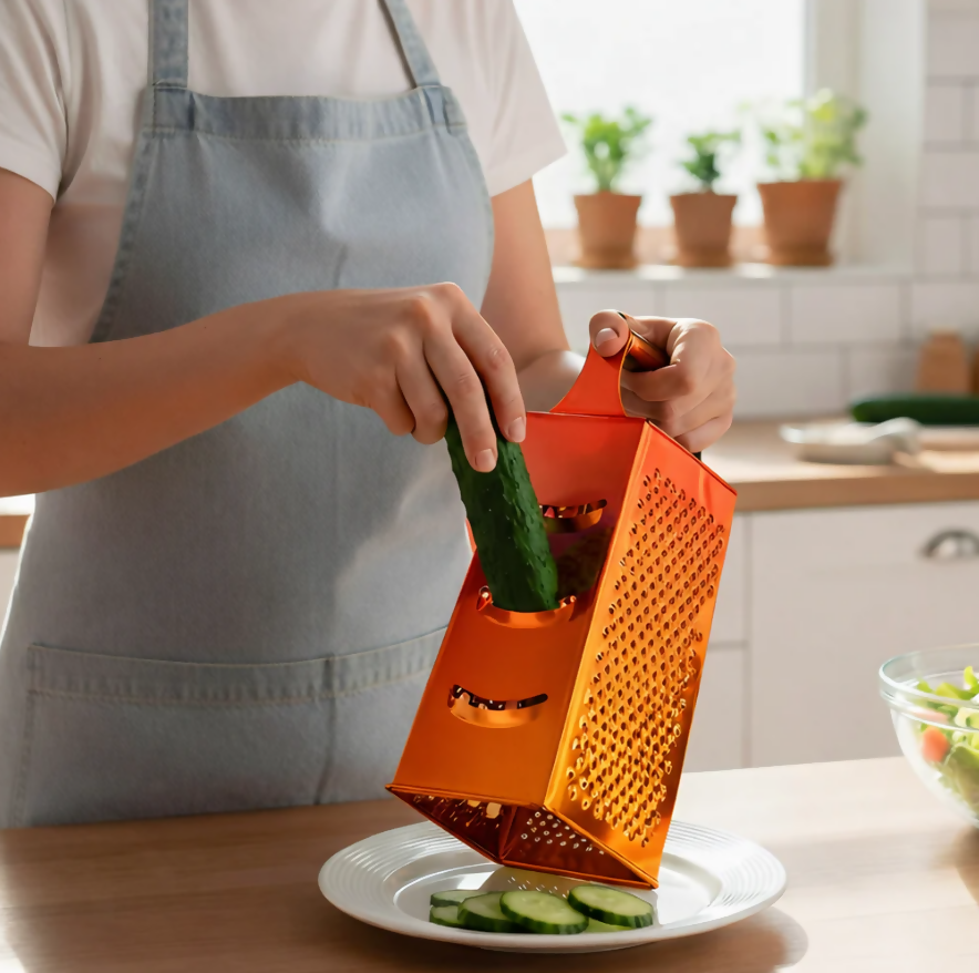 Anygleam Orange Stainless Steel Food Slicer – Multi-Function Kitchen Tool for Fruits, Vegetables & More