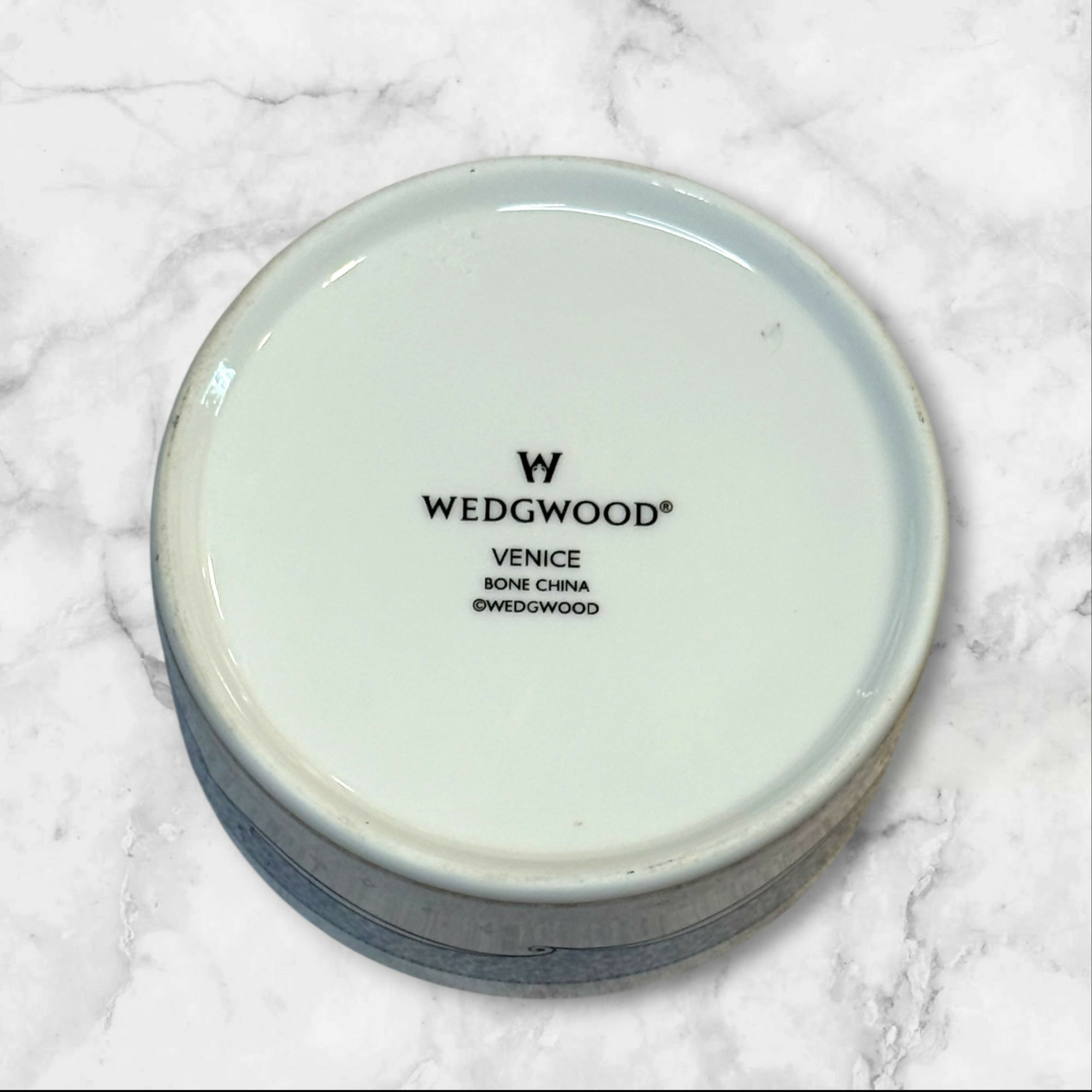 Wedgwood Venice Ring Box & Lid Blue White Bone China | Gently Used