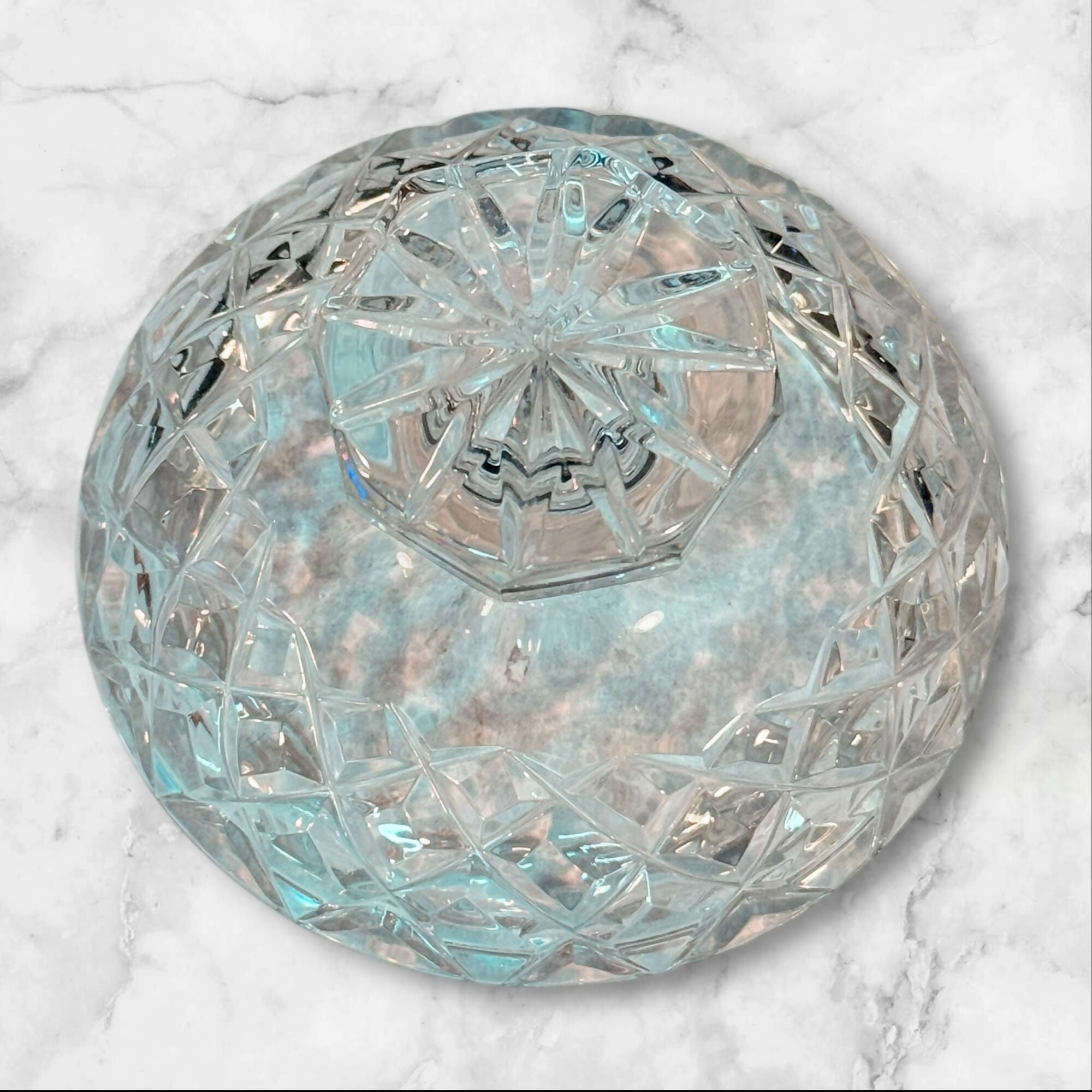 Cut Crystal Lidded Candy Dish | Elegant Hand-Cut Design | Excellent Condition
