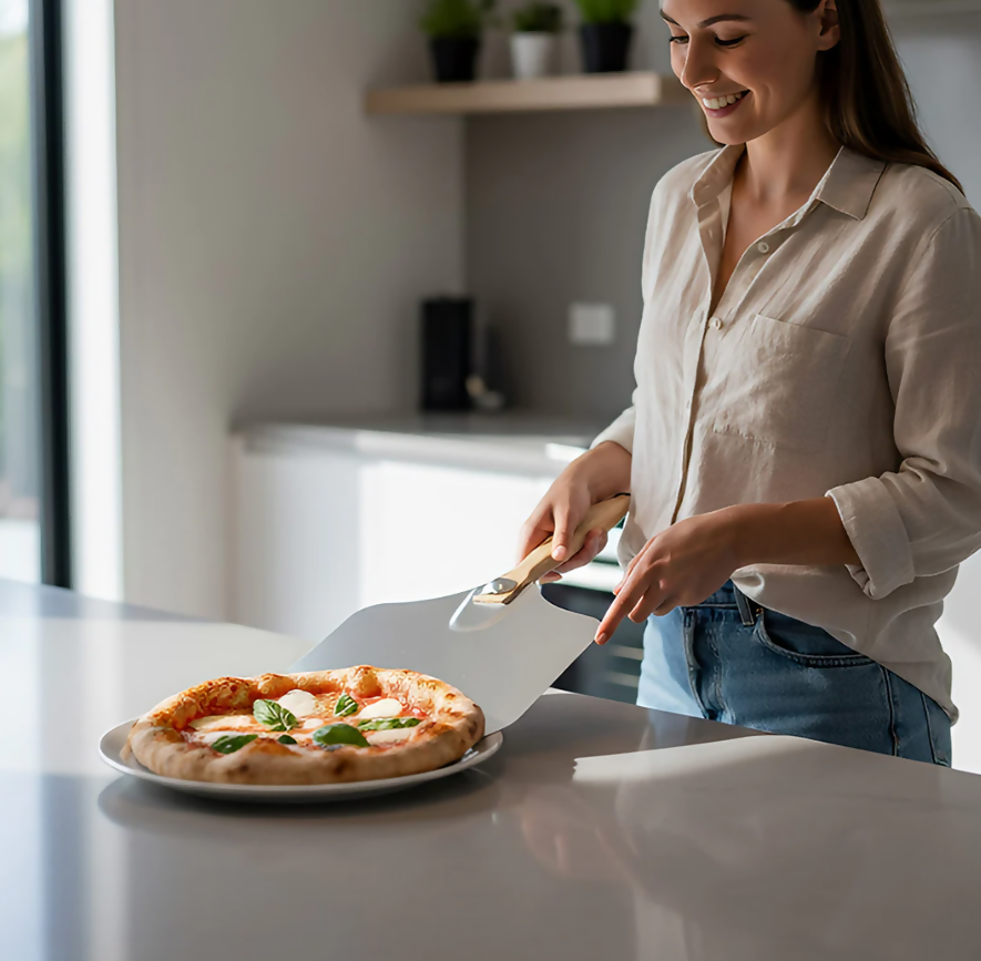 Anygleam 35.5x30.5cm Pizza Shovel With Foldable Wooden Handle Bakeware Kitchen Tools No Oxidation