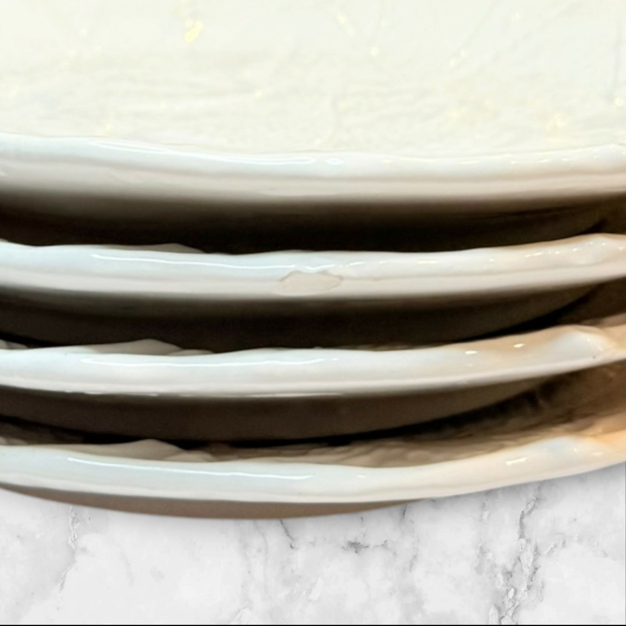 Italian Leaf Embossed Dinner Plates | Set of 4 | Made in Italy | Great Condition