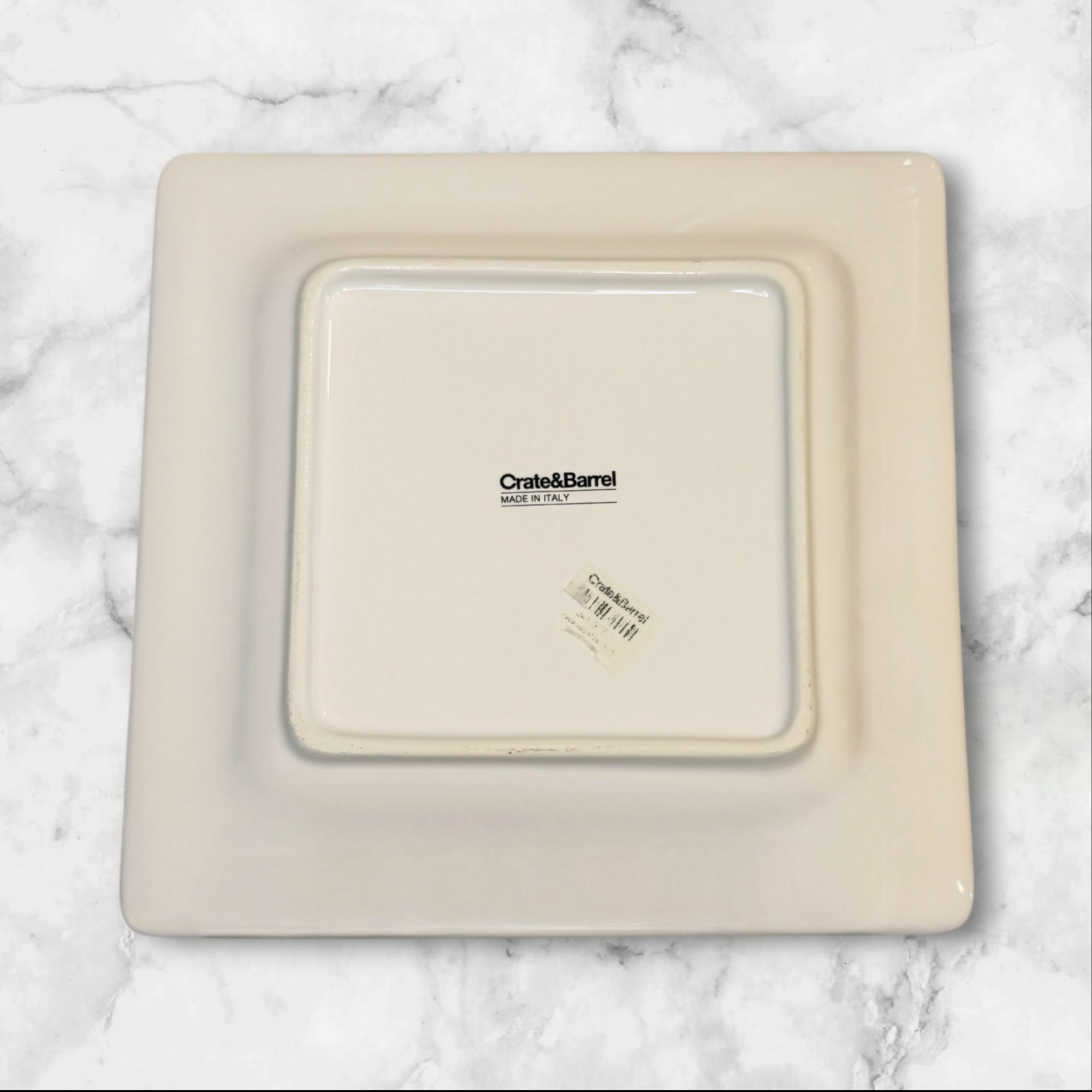 Crate & Barrel Beaded Square Salad Plates Italy | Set of 4 | Excellent